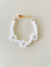 Gold & White Daisy Bracelet | Handmade Floral Jewelry | Dainty Bracelet For Women & Girls