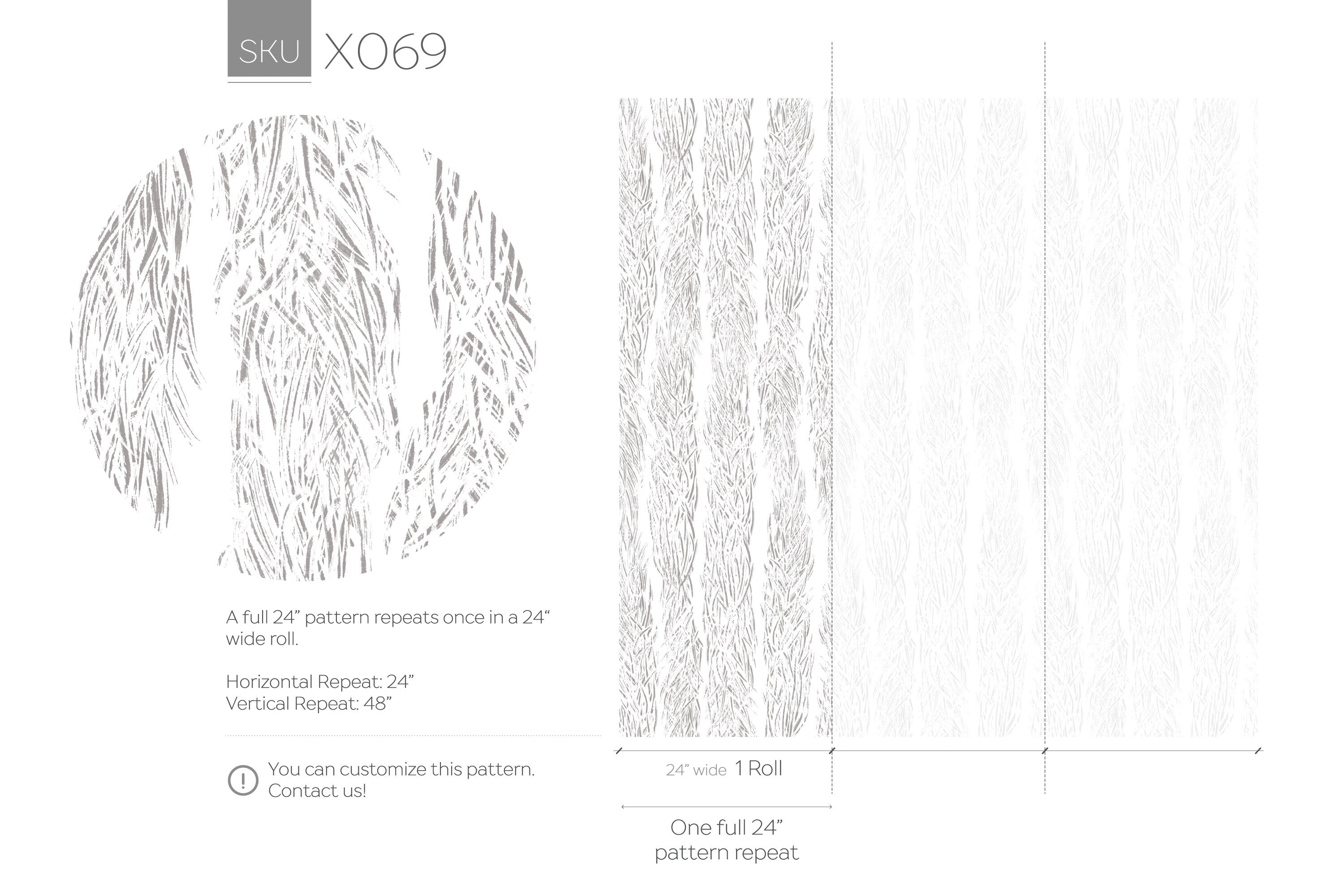 Abstract Wallpaper With A Sketched Grass Motif In Gray - X069
