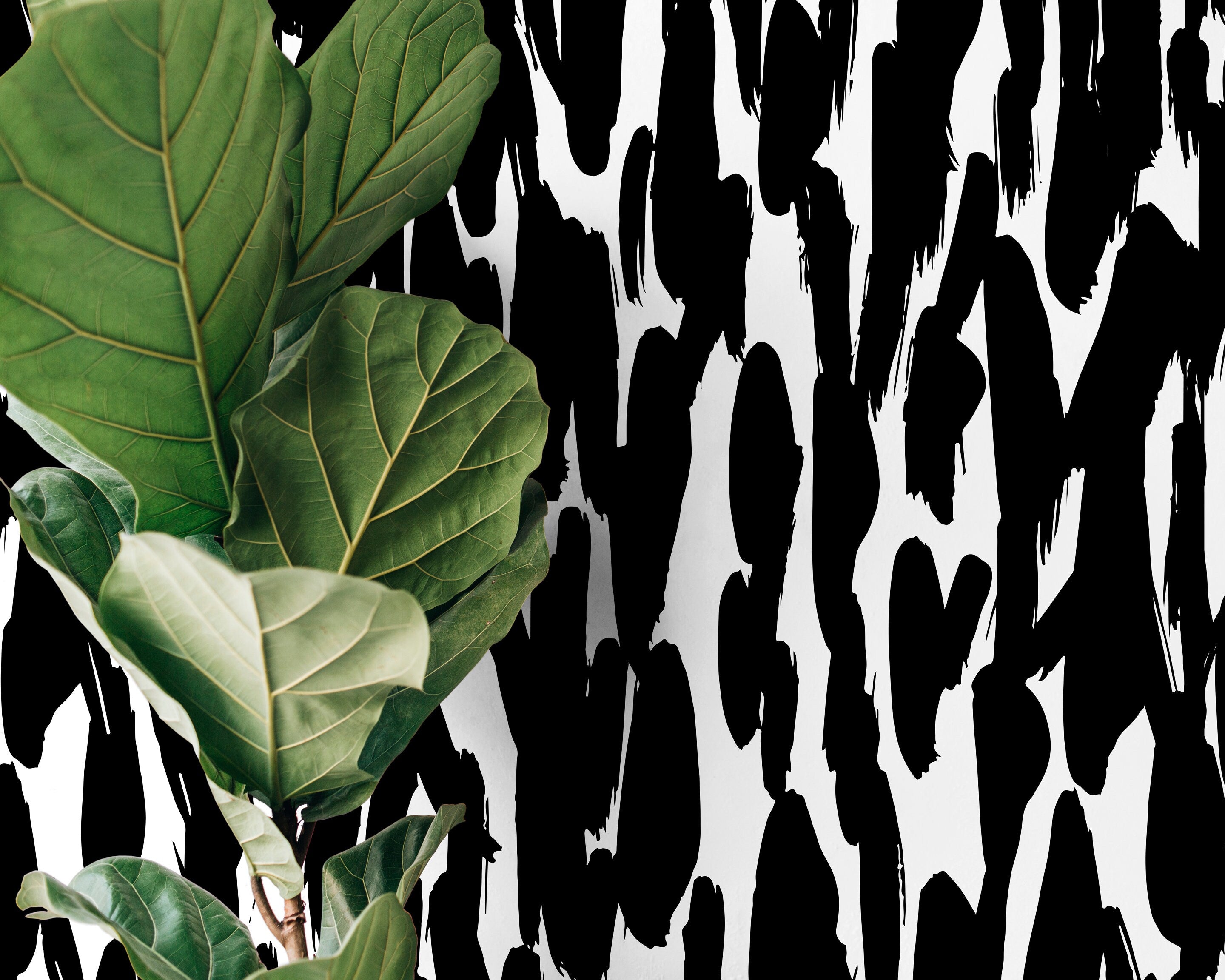 Abstract Wallpaper With Bold Brushstrokes In Black And White - X072