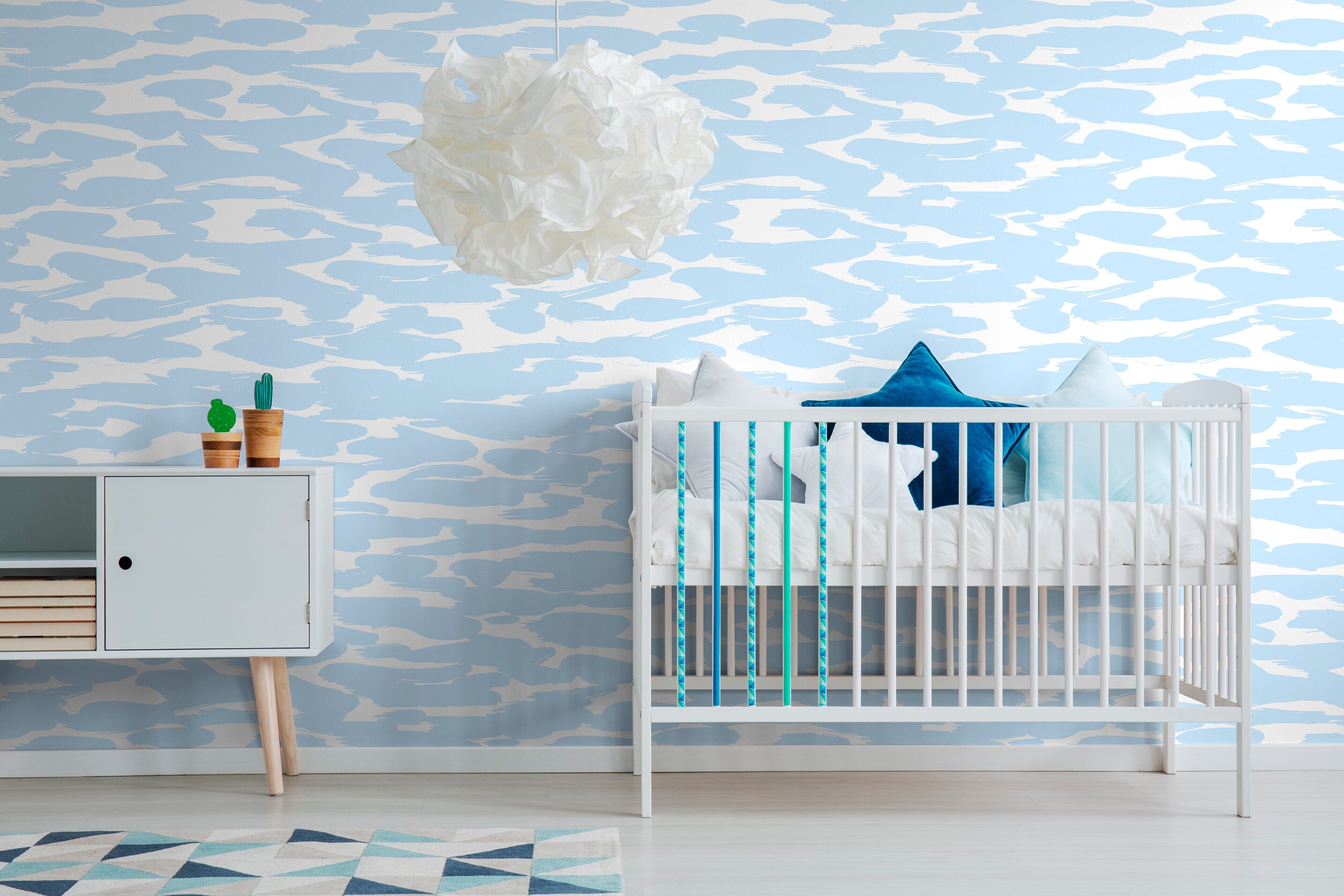 Abstract Wallpaper With Painterly Brush Strokes In Light Blue - X073