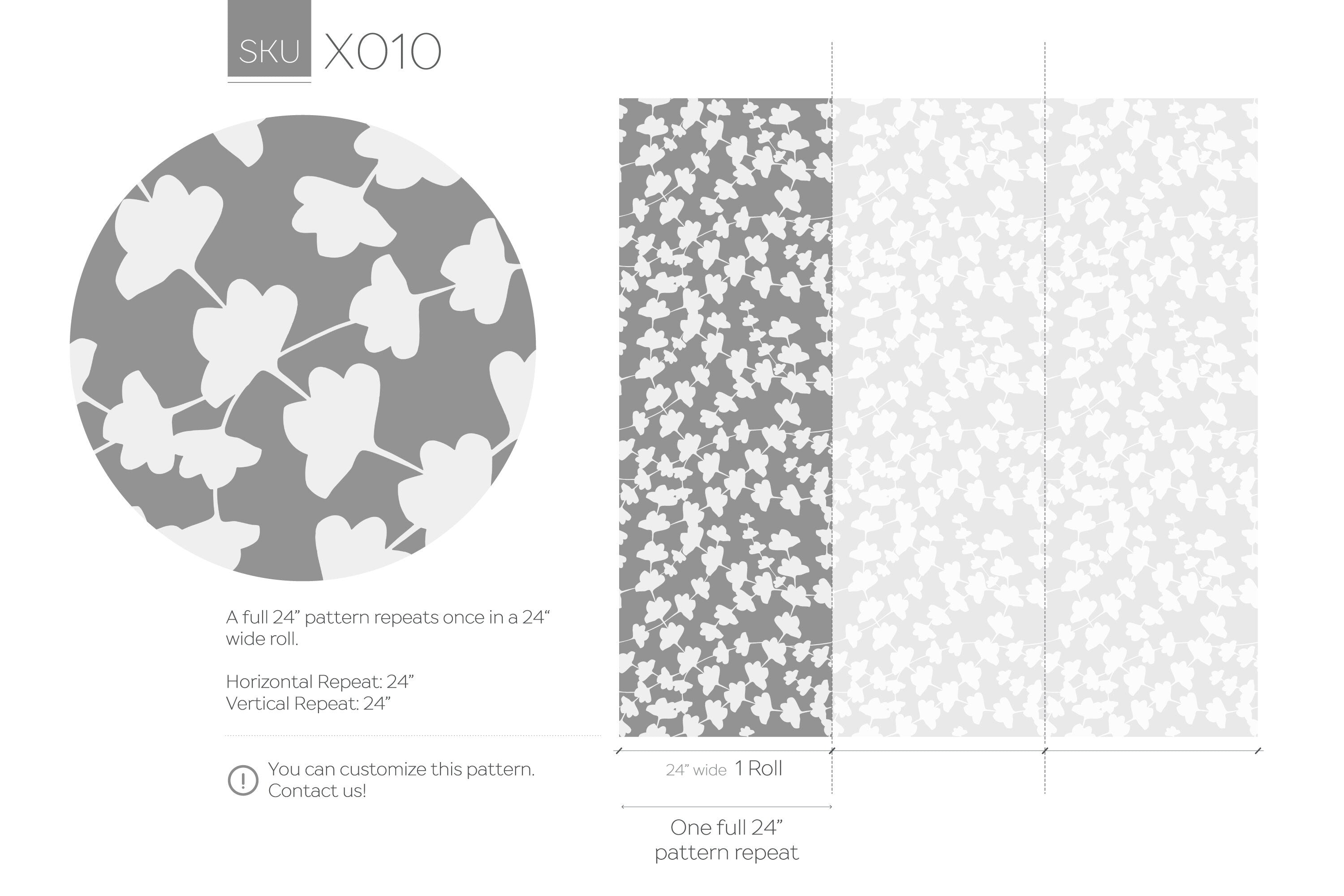 Botanical Wallpaper With A Stylized Ginkgo Leaf Motif In Gray And White - X010