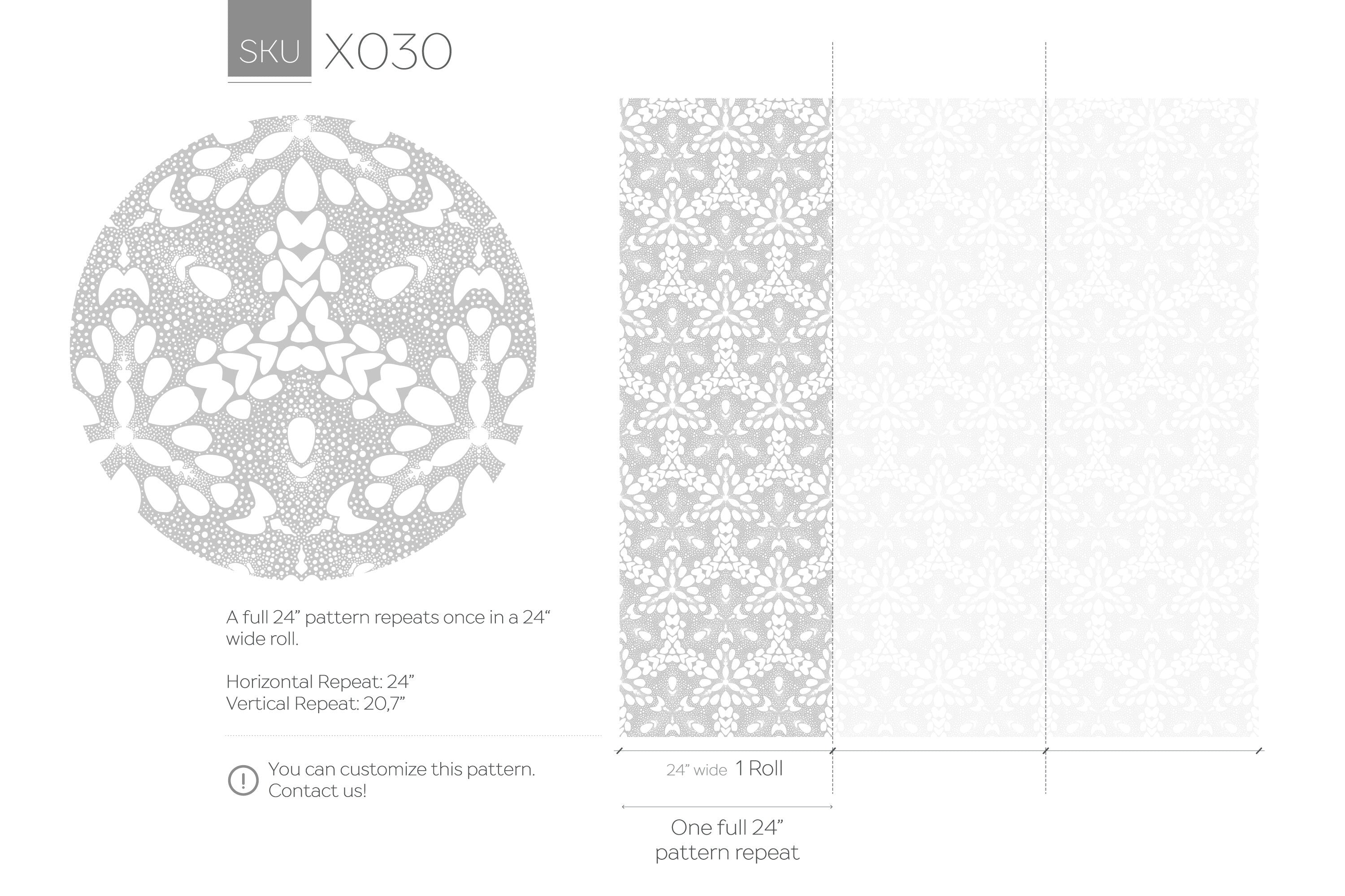 Abstract Wallpaper With A Dotted Kaleidoscopic Motif In Light Gray And White - X030
