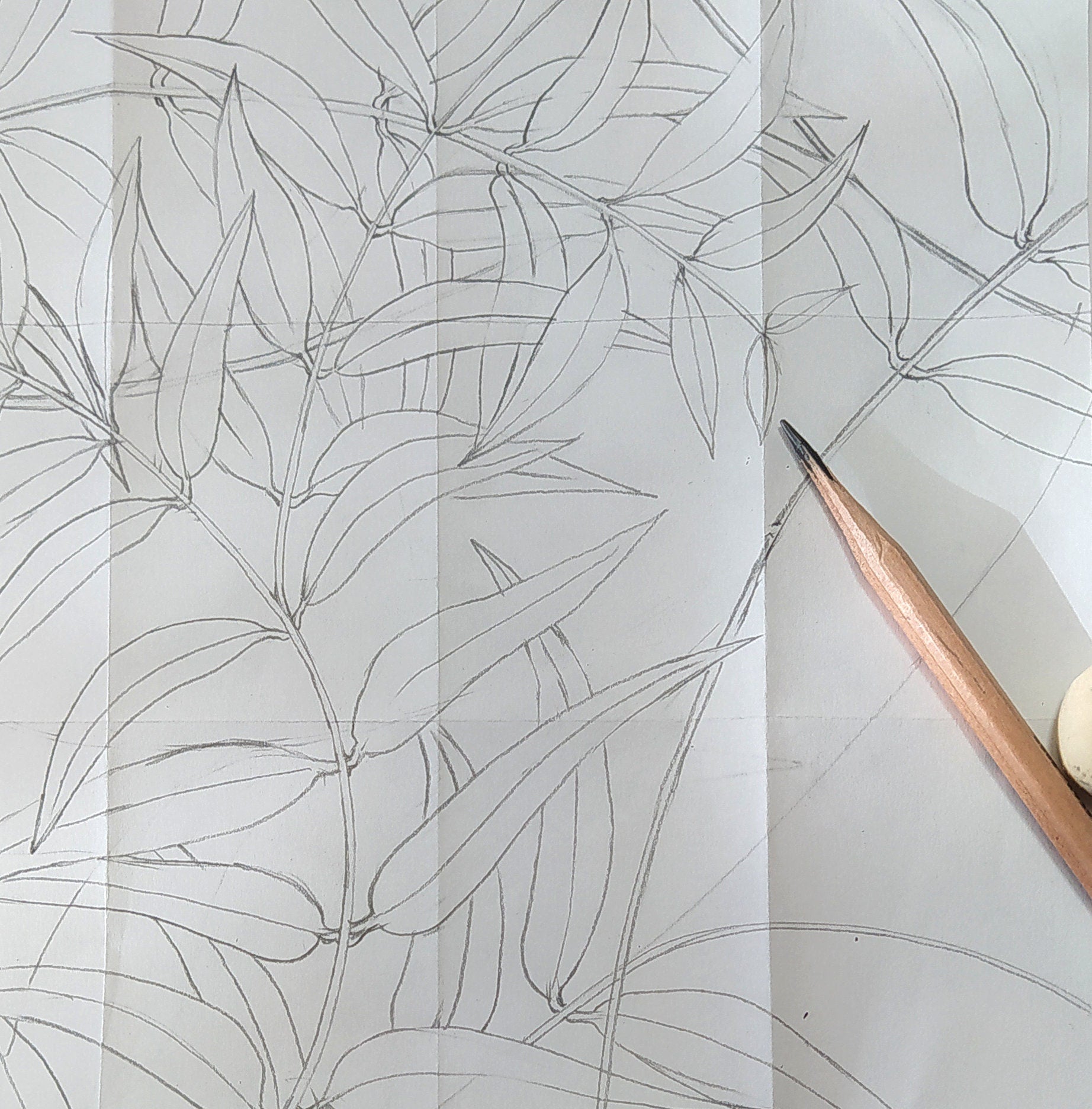 Botanical Wallpaper Featuring Trailing Leaves In Green And Black - X035