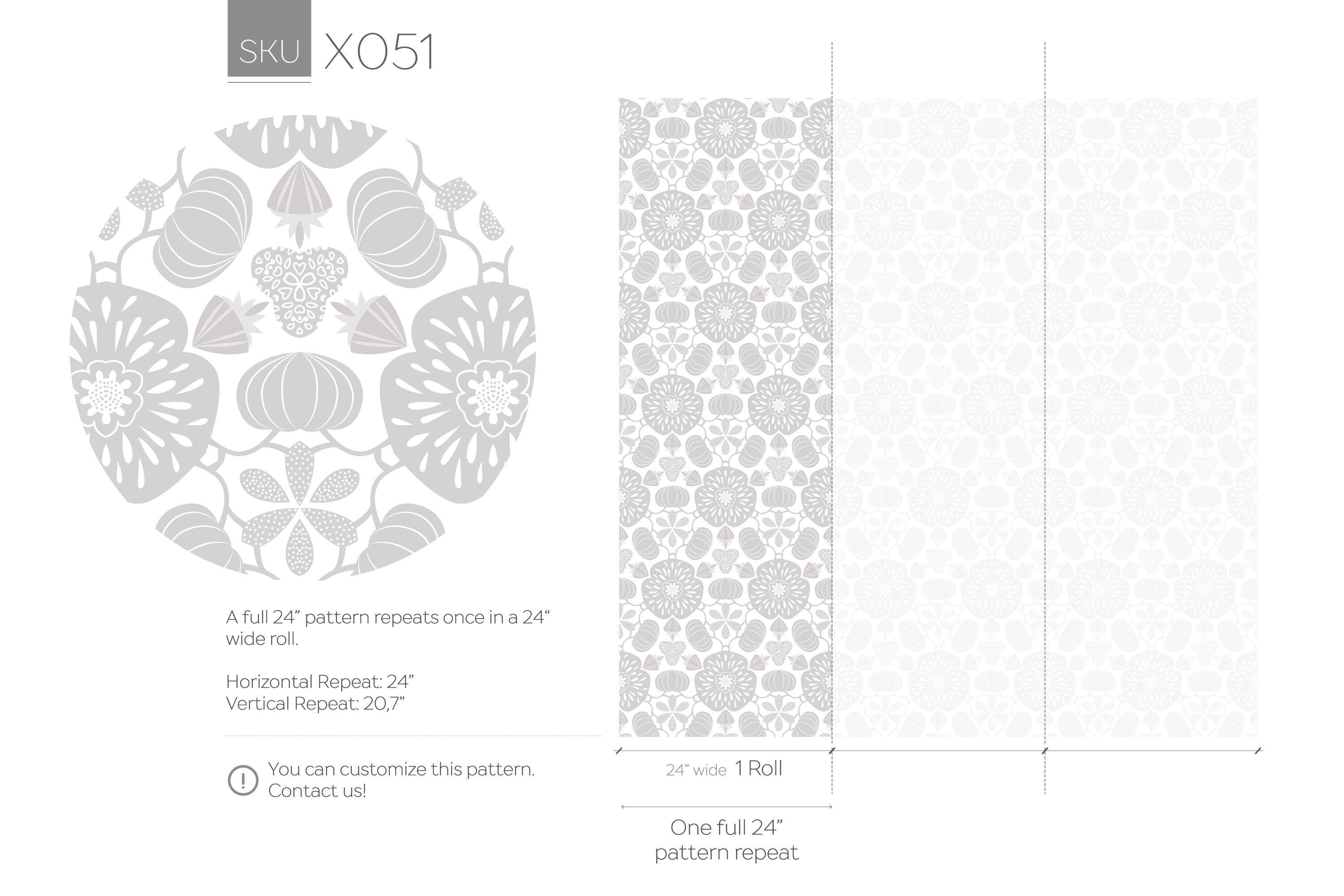 Scandinavian Wallpaper With A Folk Art Damask Motif In Light Gray - X051