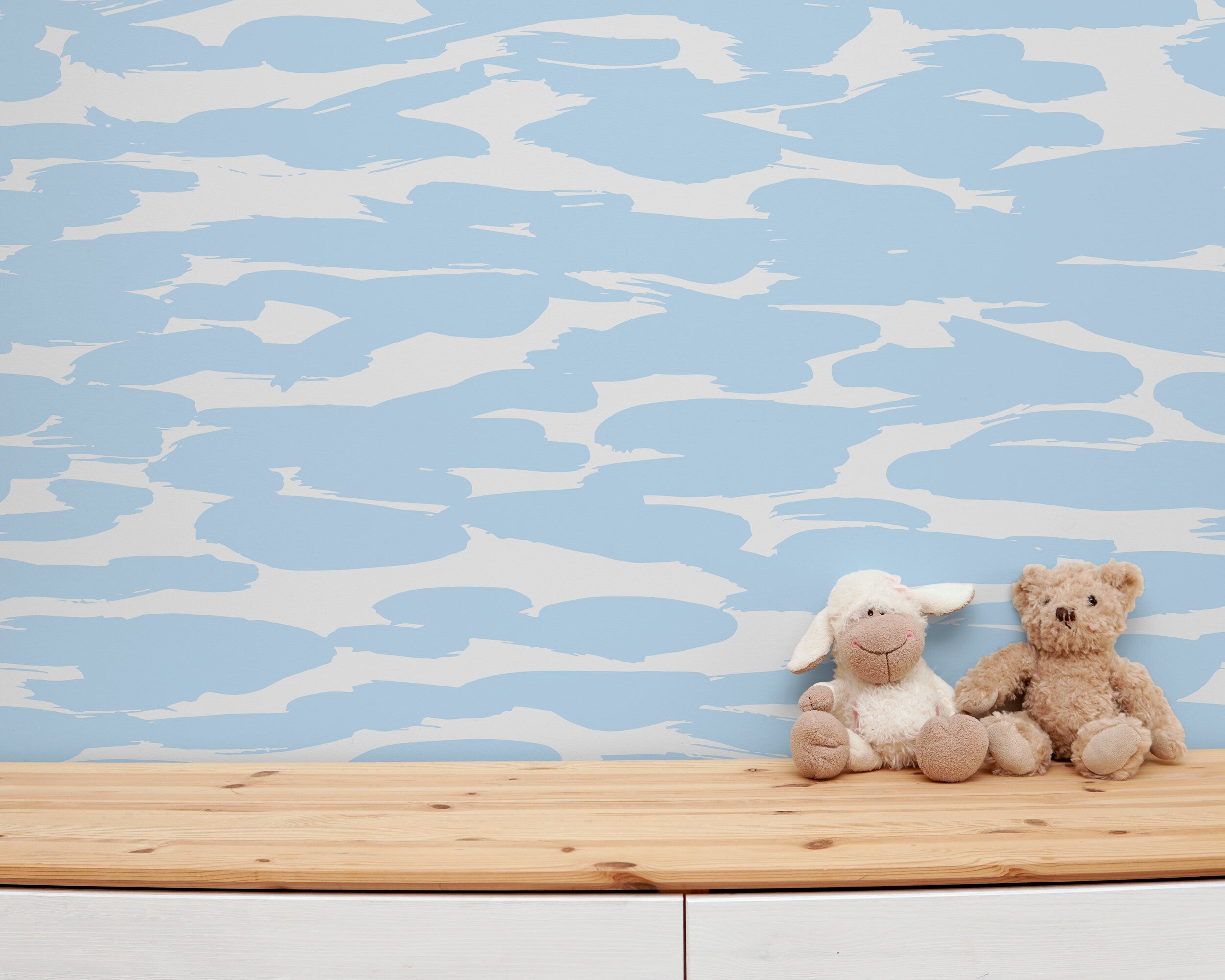 Abstract Wallpaper With Painterly Brush Strokes In Light Blue - X073