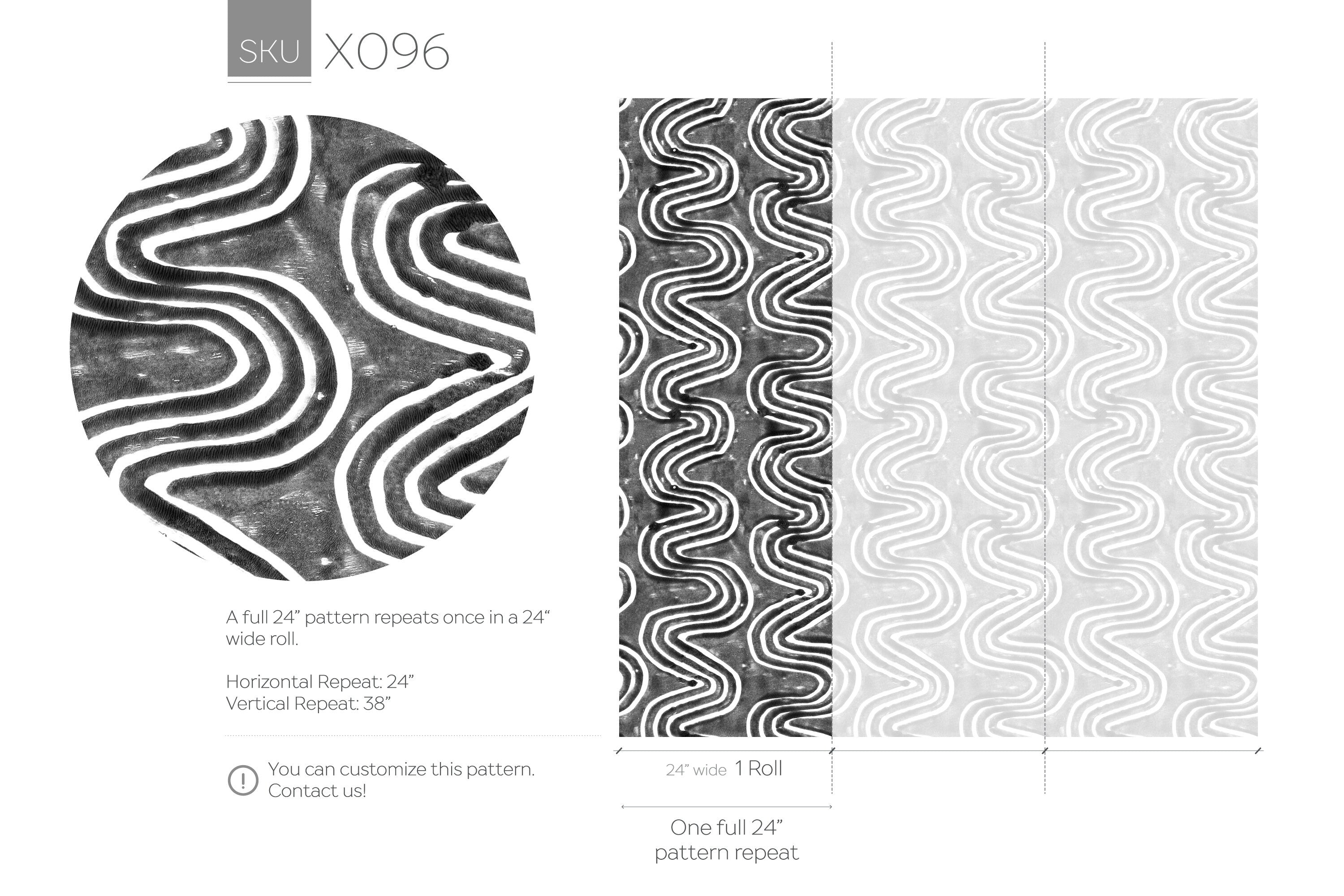 Abstract Wallpaper With Bold Wavy Lines In Black And White - X096