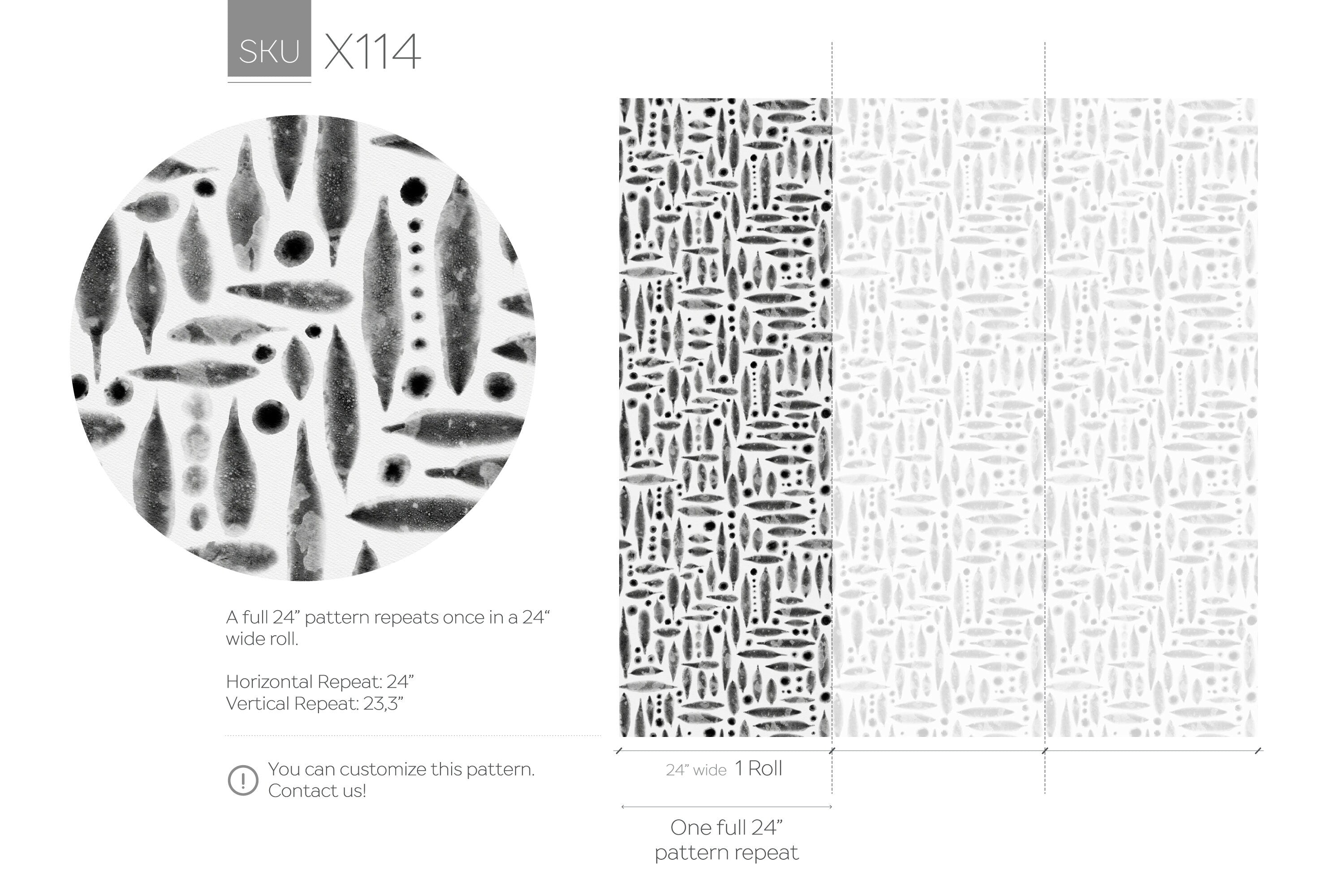 Abstract Wallpaper With Watercolor Brush Strokes In Black And White - X114