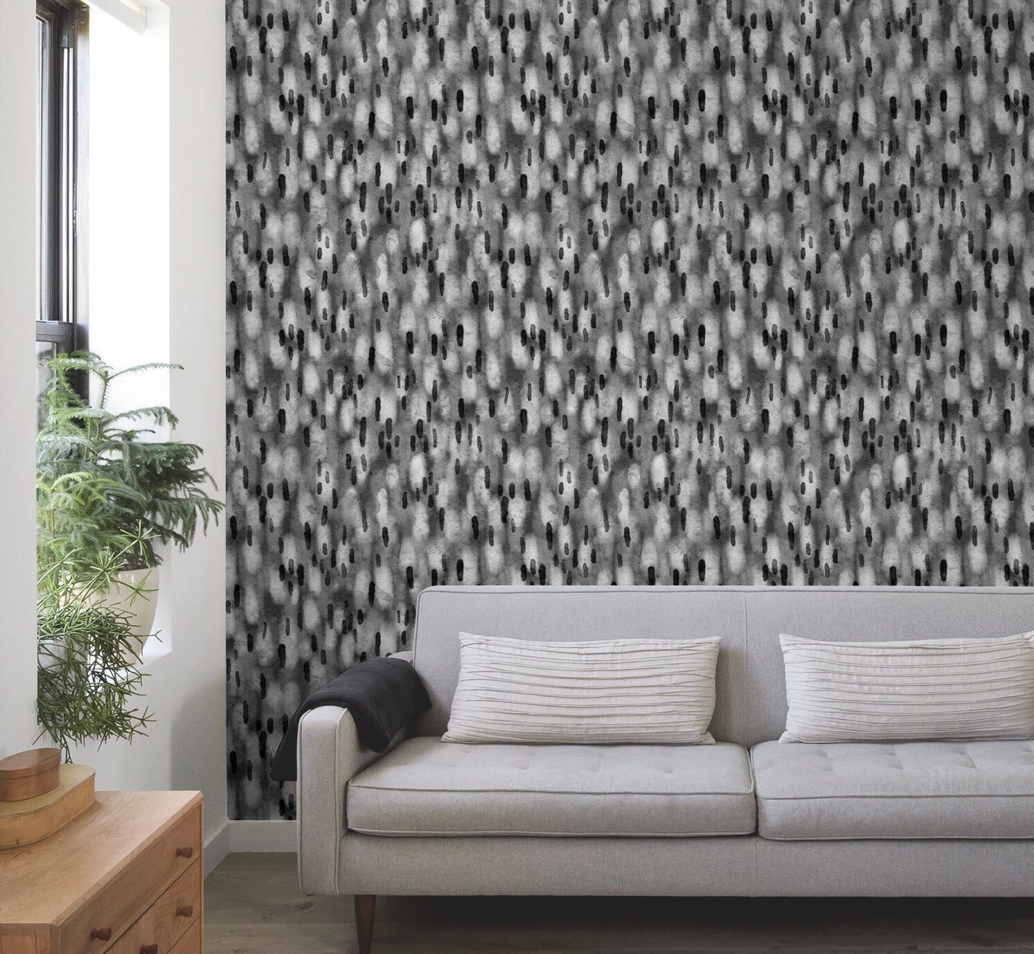 Abstract Wallpaper With Painterly Brushstrokes In Gray And Black - X113