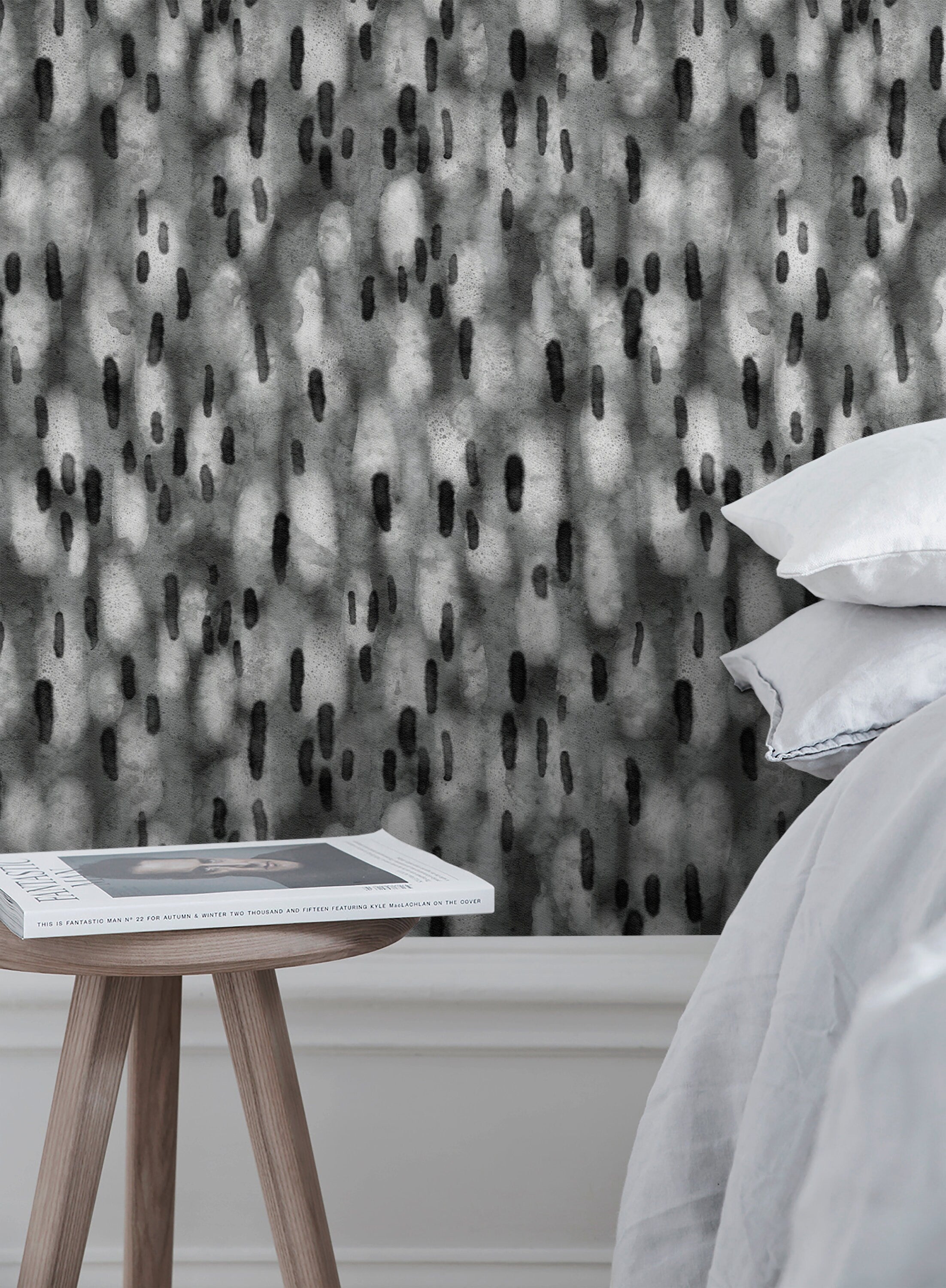 Abstract Wallpaper With Painterly Brushstrokes In Gray And Black - X113