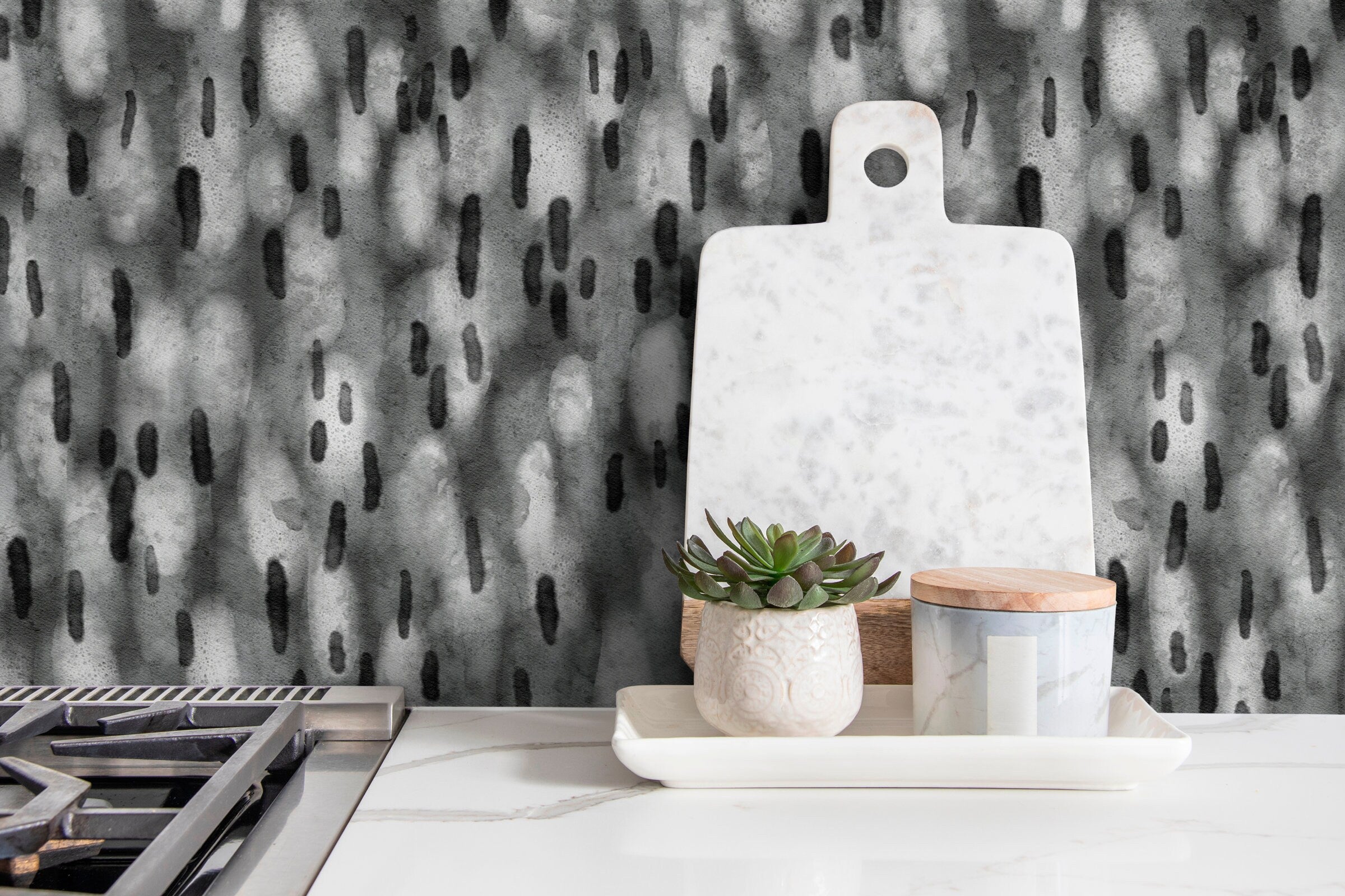 Abstract Wallpaper With Painterly Brushstrokes In Gray And Black - X113