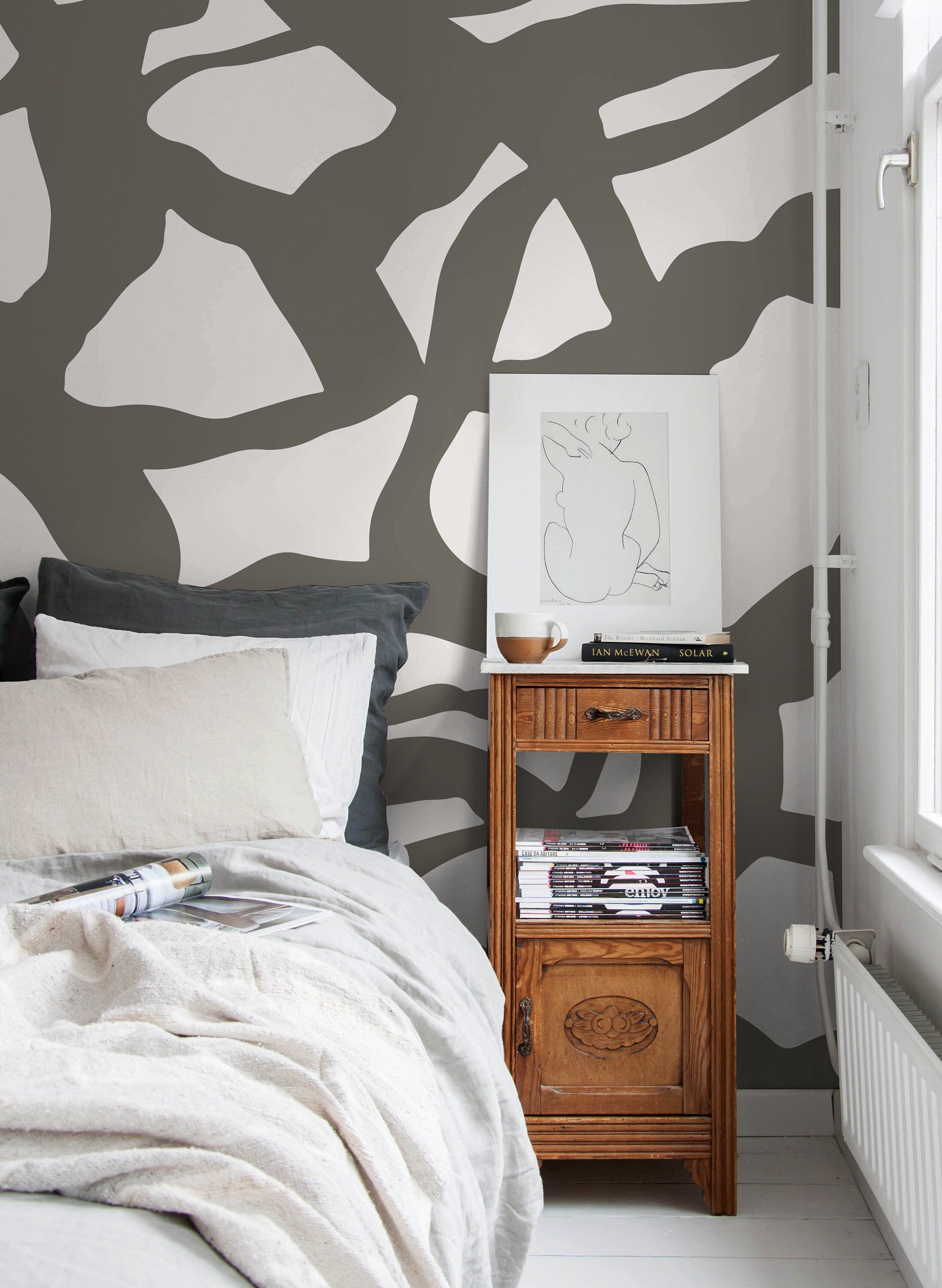 Abstract Wallpaper With Intertwined Lines In Taupe And Light Gray - X142