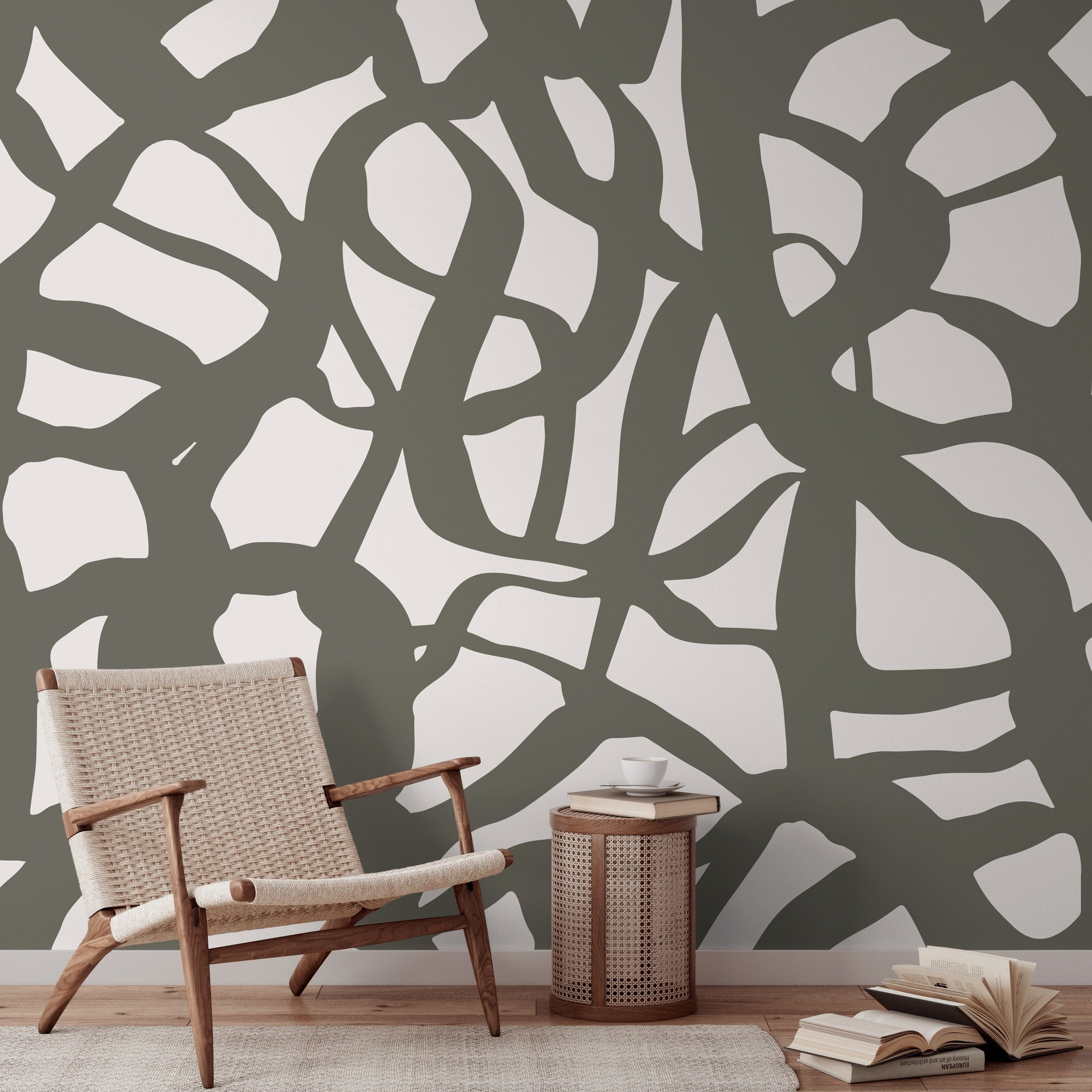 Abstract Wallpaper With Intertwined Lines In Taupe And Light Gray - X142