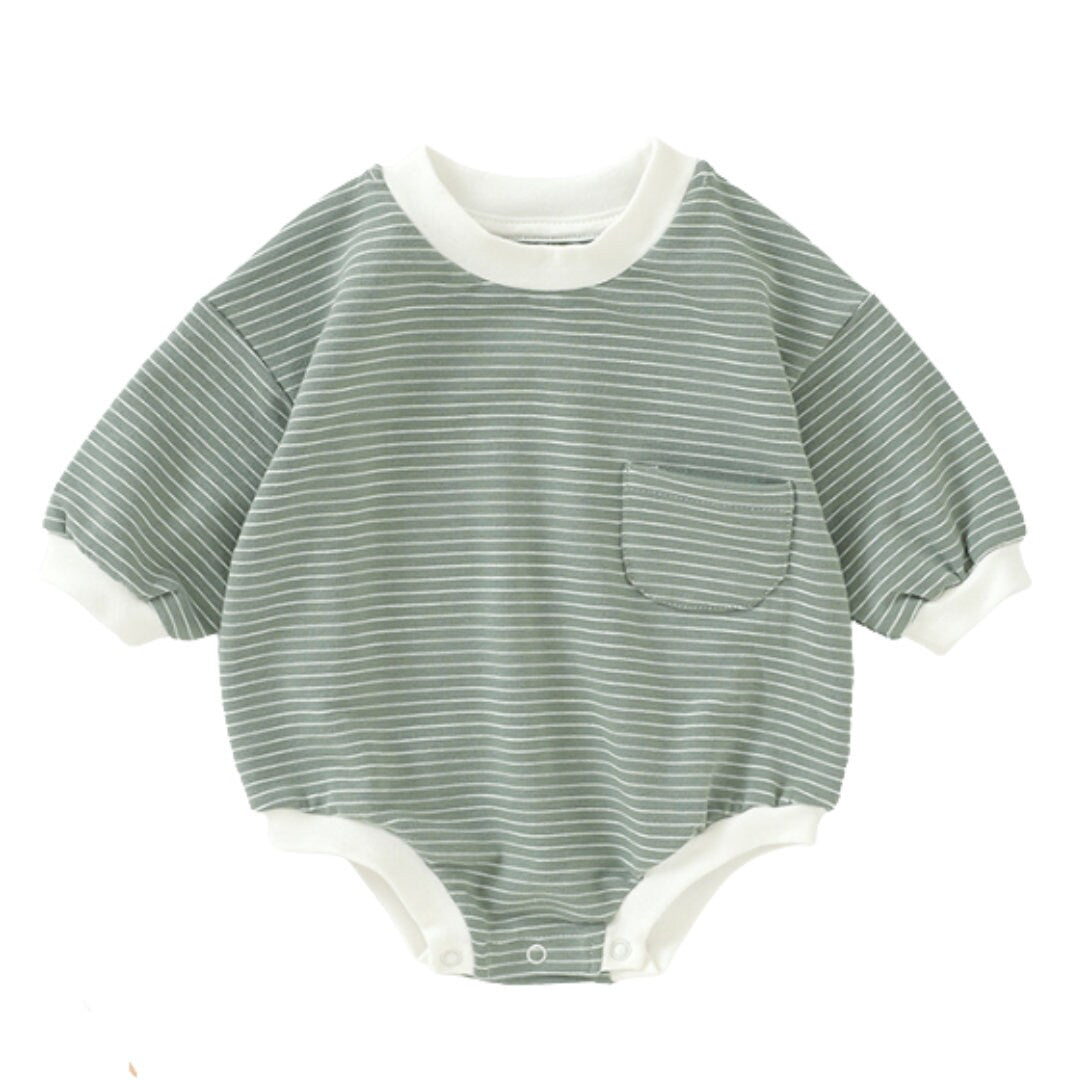 Organic Cotton Striped Sweatshirt Romper
