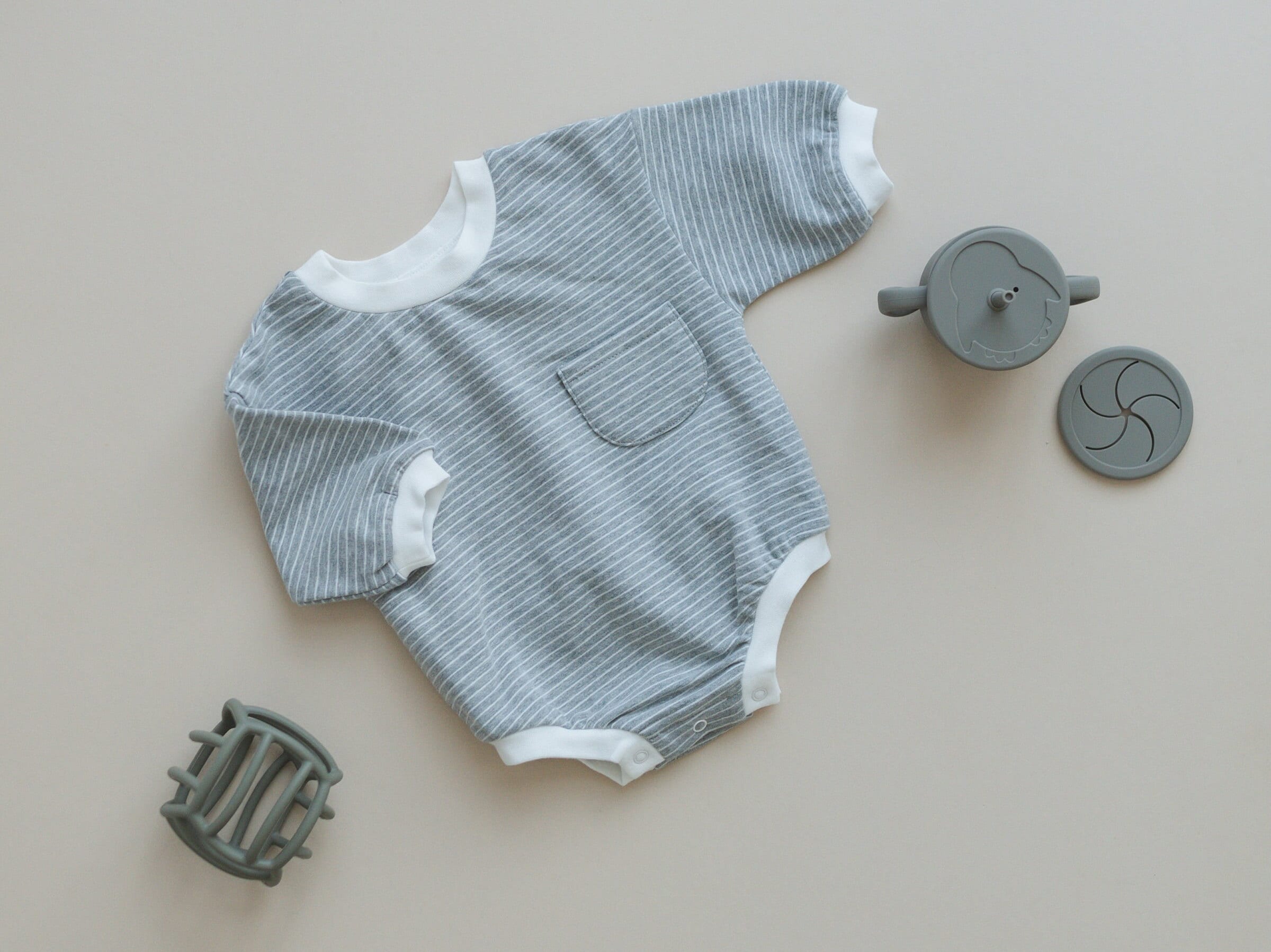 Organic Cotton Striped Sweatshirt Romper