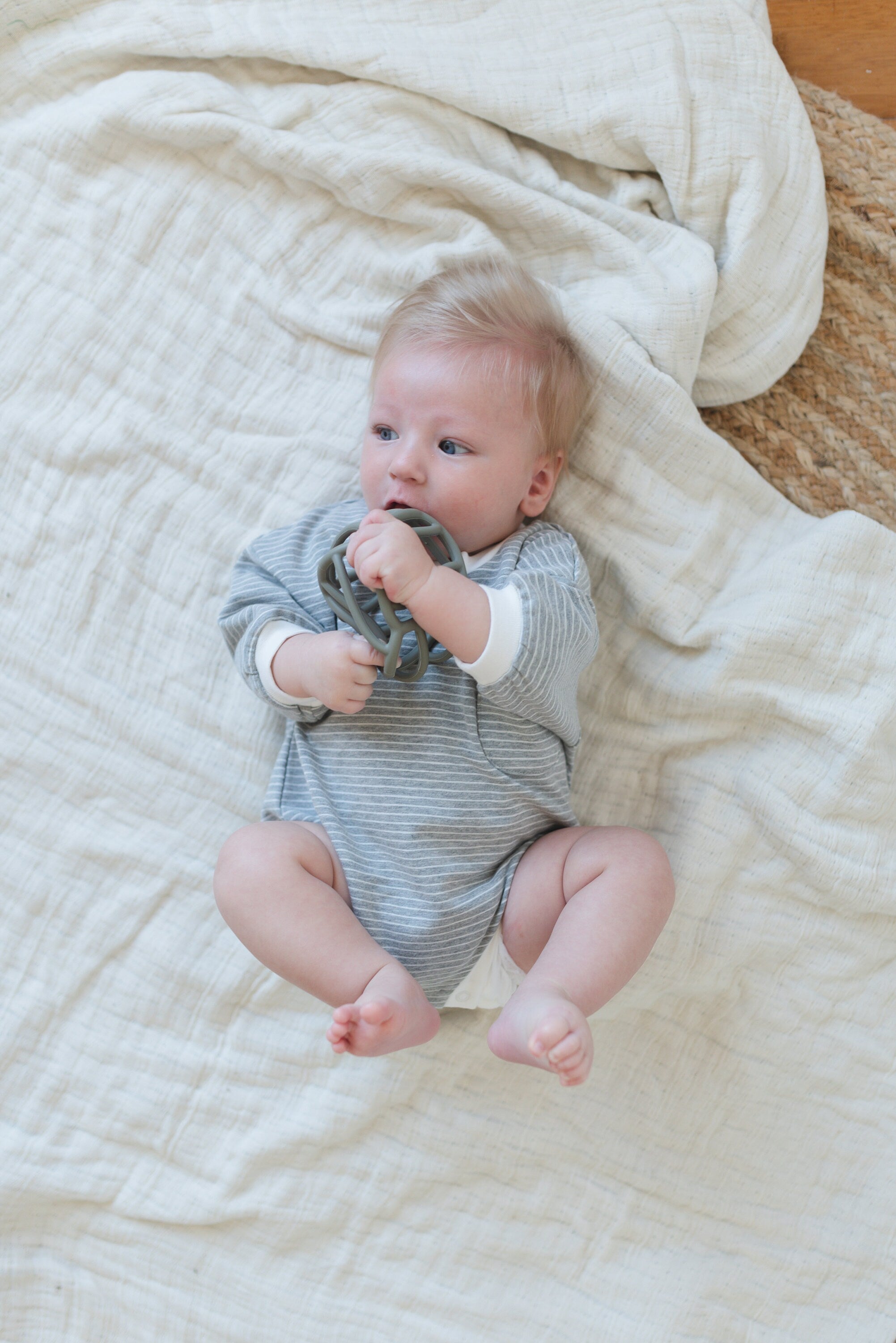 Organic Cotton Striped Sweatshirt Romper