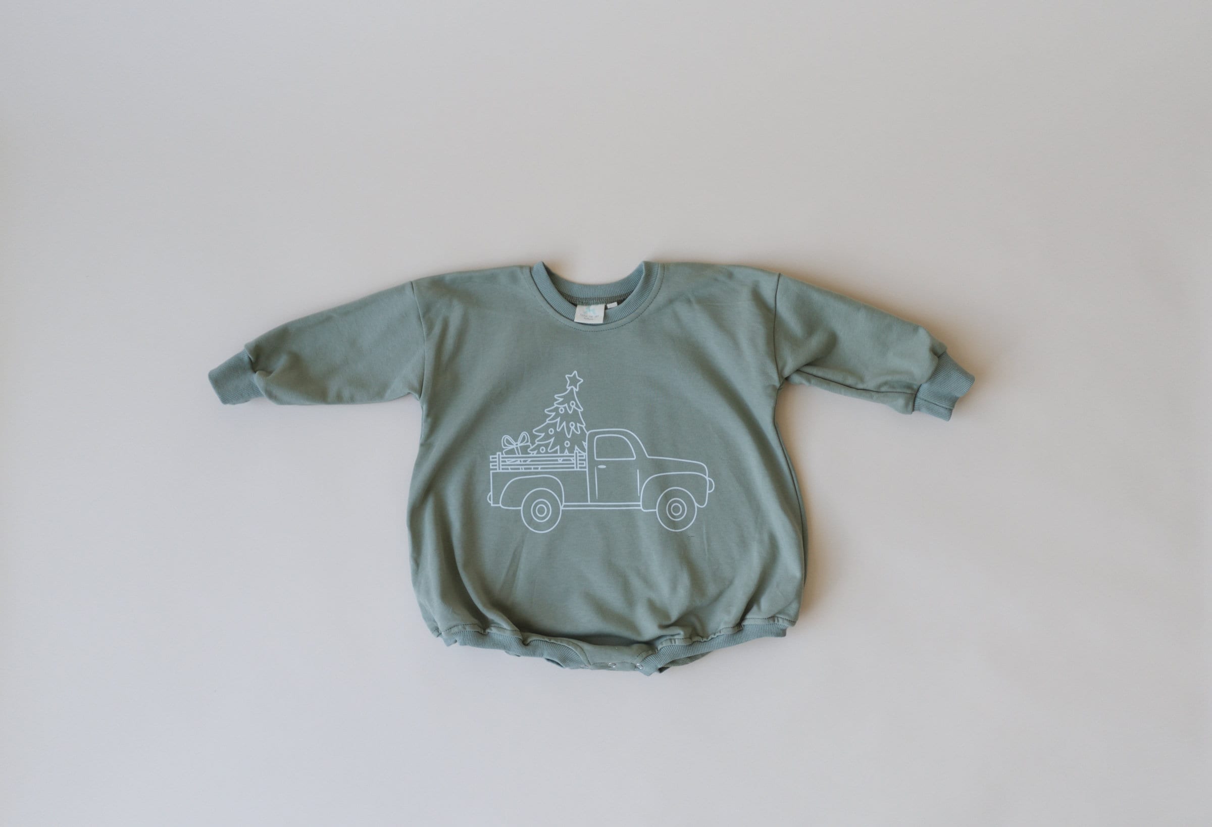 Christmas Tree Truck Sweatshirt Romper