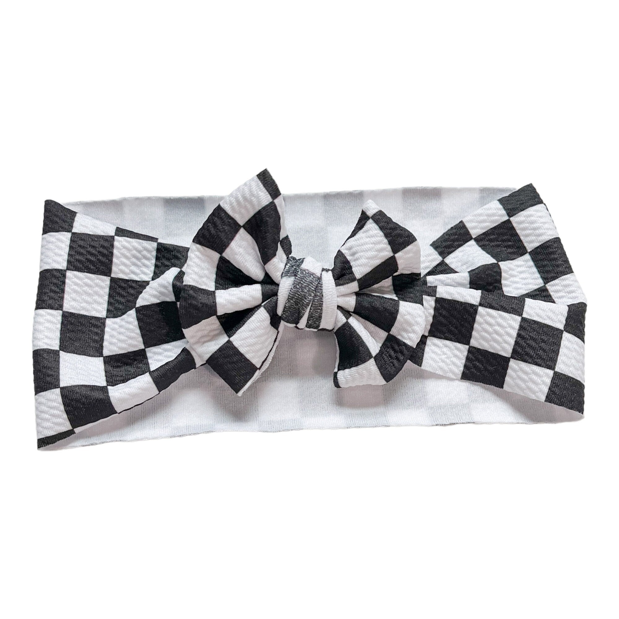 Black And White Checkered Headwrap Bow