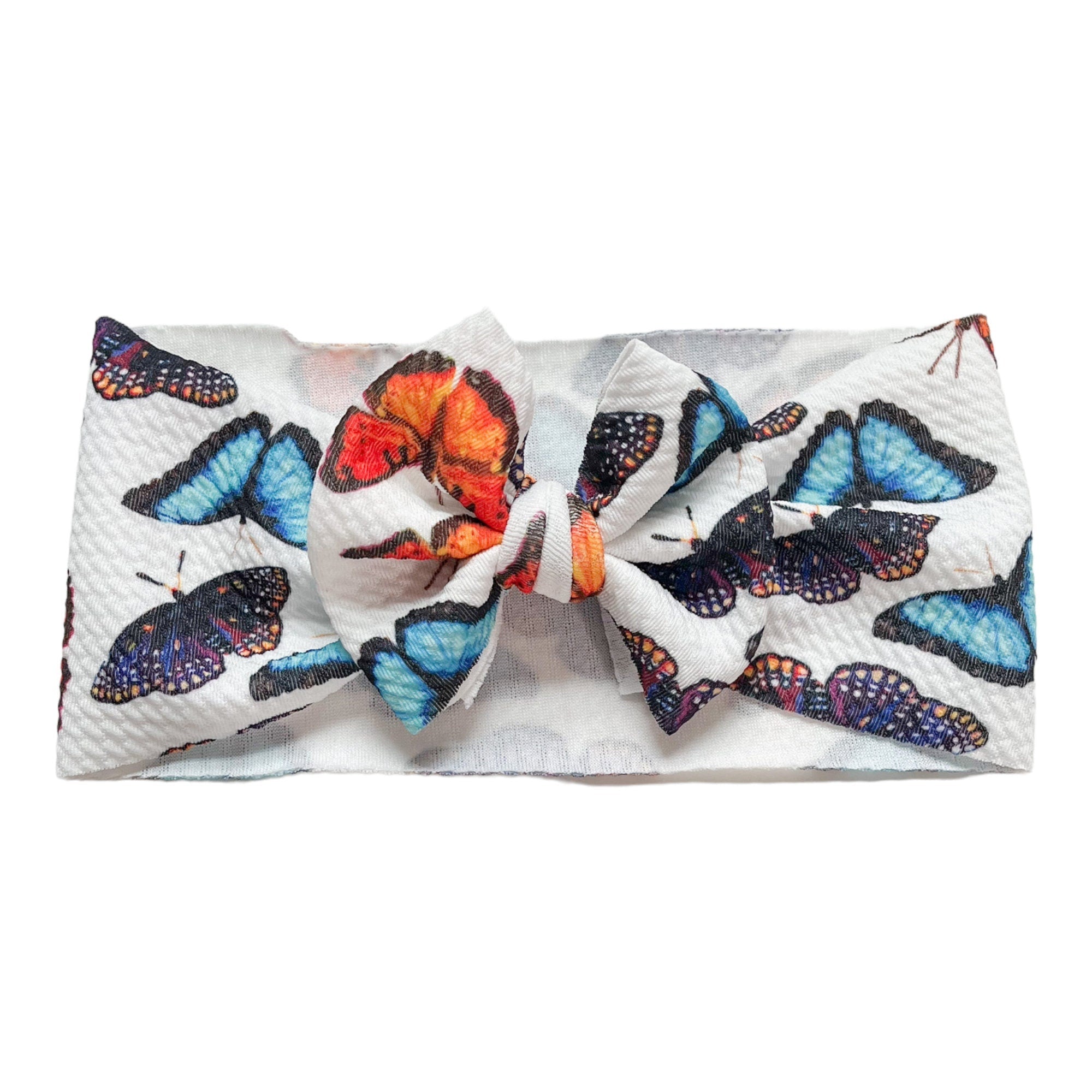 Orange And Blue Butterfly Headwrap Bow