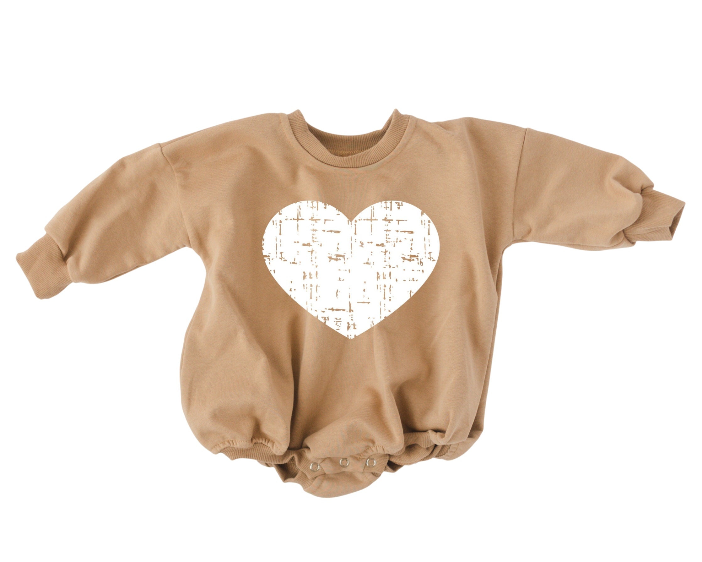 Distressed Heart Sweatshirt Romper - More Colors