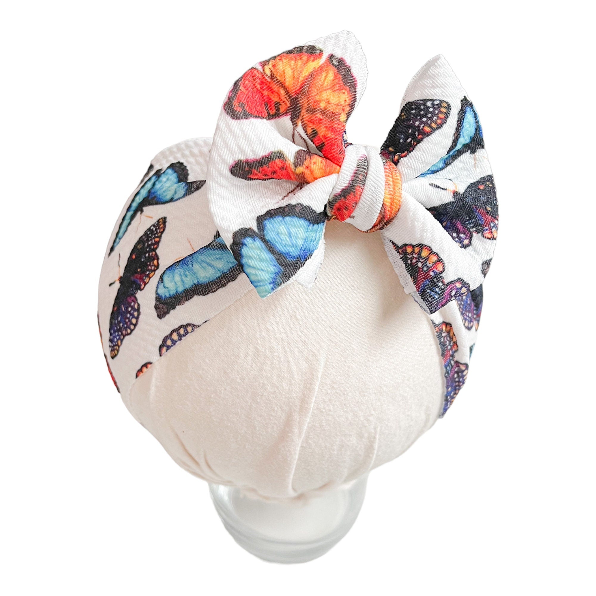 Orange And Blue Butterfly Headwrap Bow
