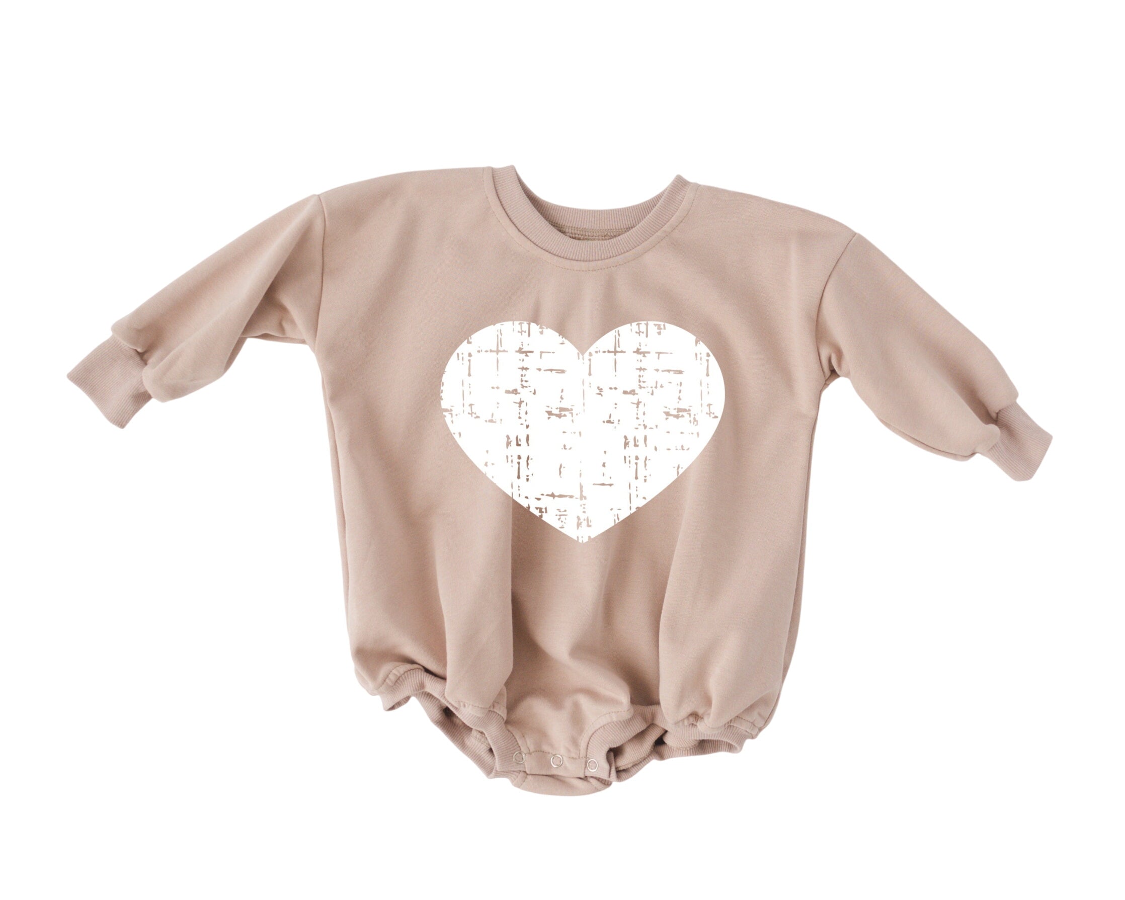 Distressed Heart Sweatshirt Romper - More Colors