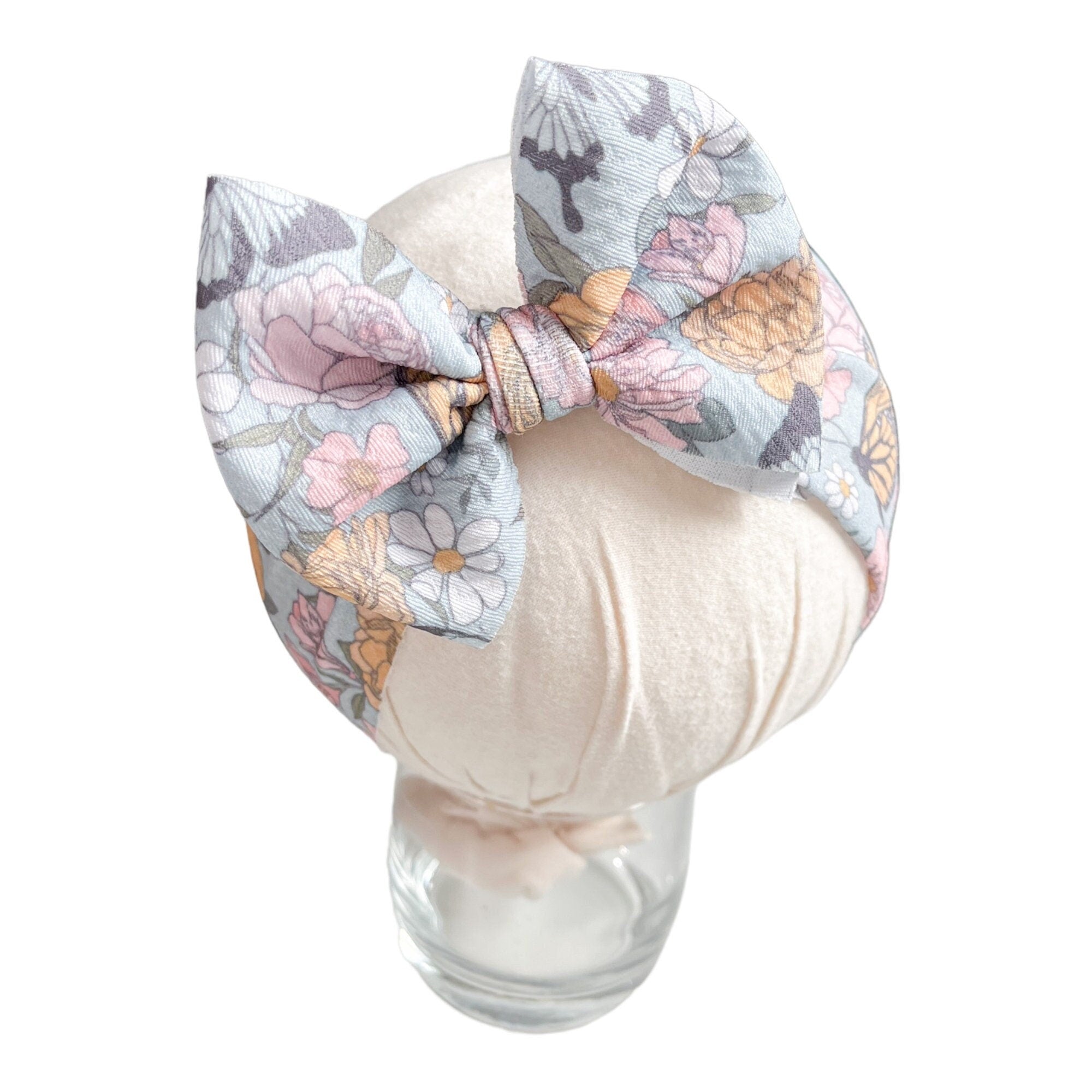 Pastel Butterfly With Roses Headwrap Bow