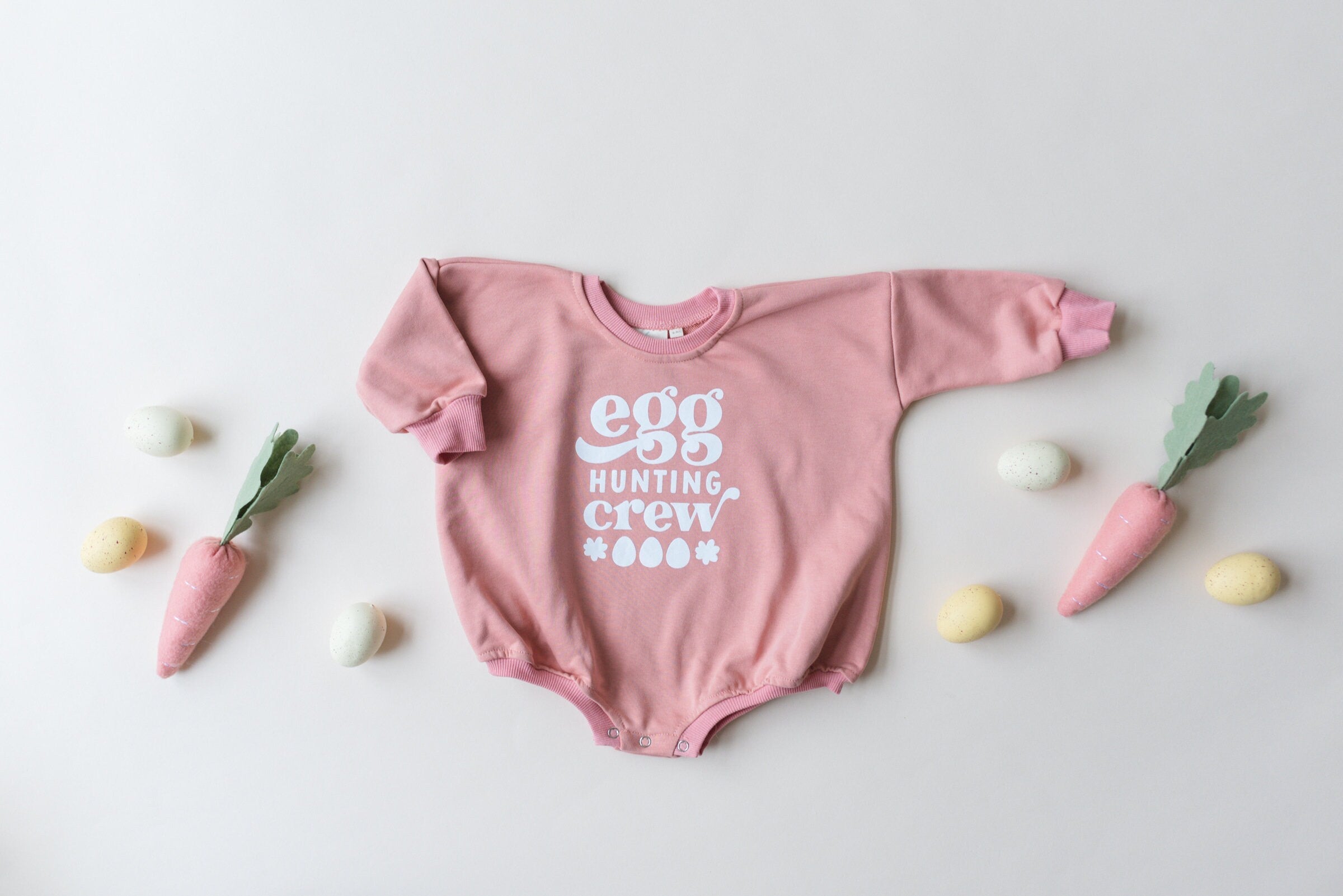 Egg Hunting Crew Sweatshirt Romper - More Colors