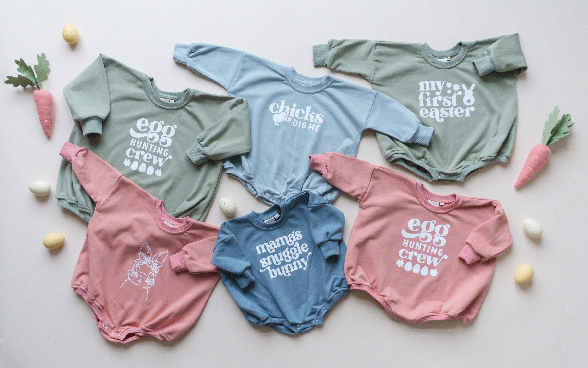 Egg Hunting Crew Sweatshirt Romper - More Colors