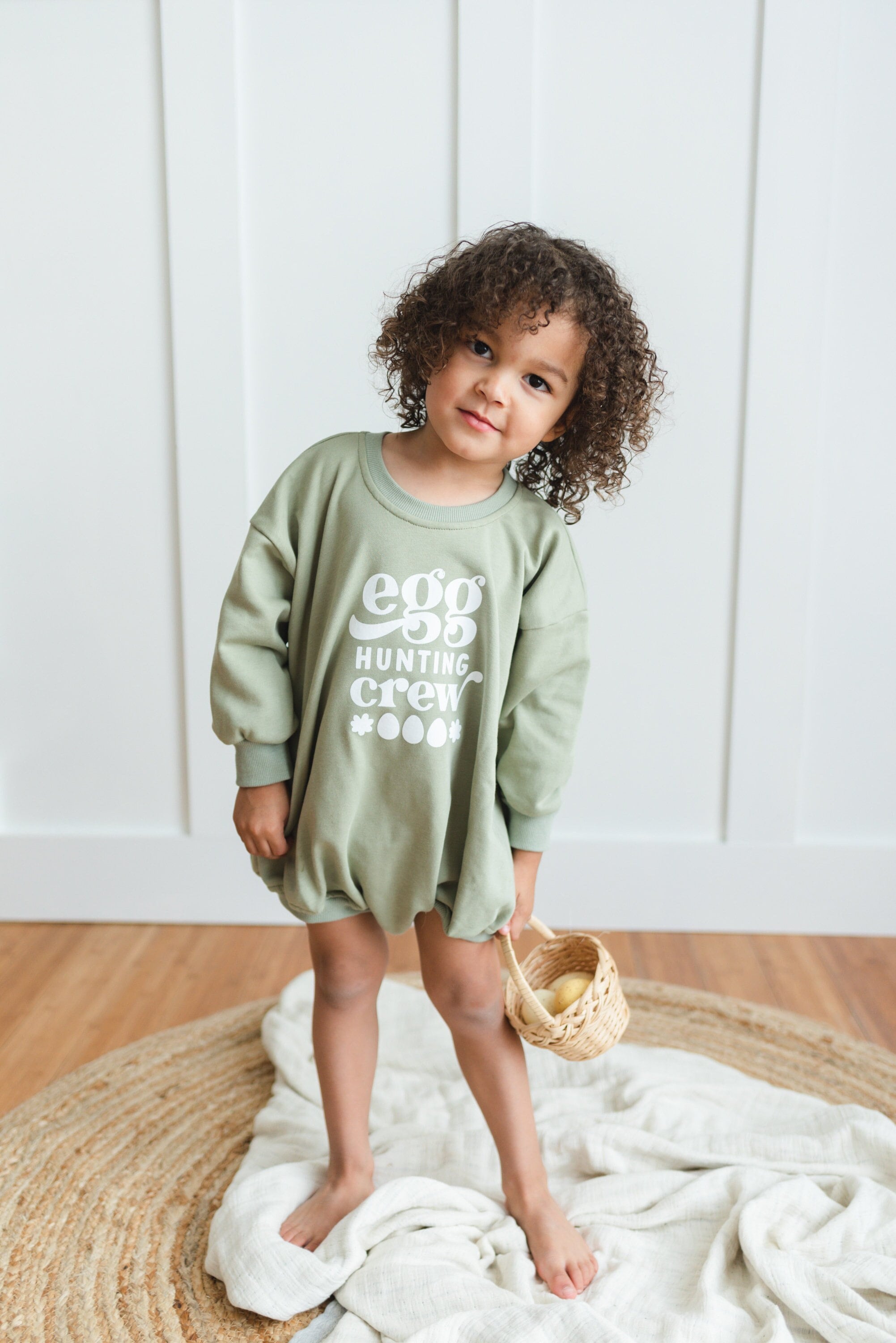 Egg Hunting Crew Sweatshirt Romper - More Colors