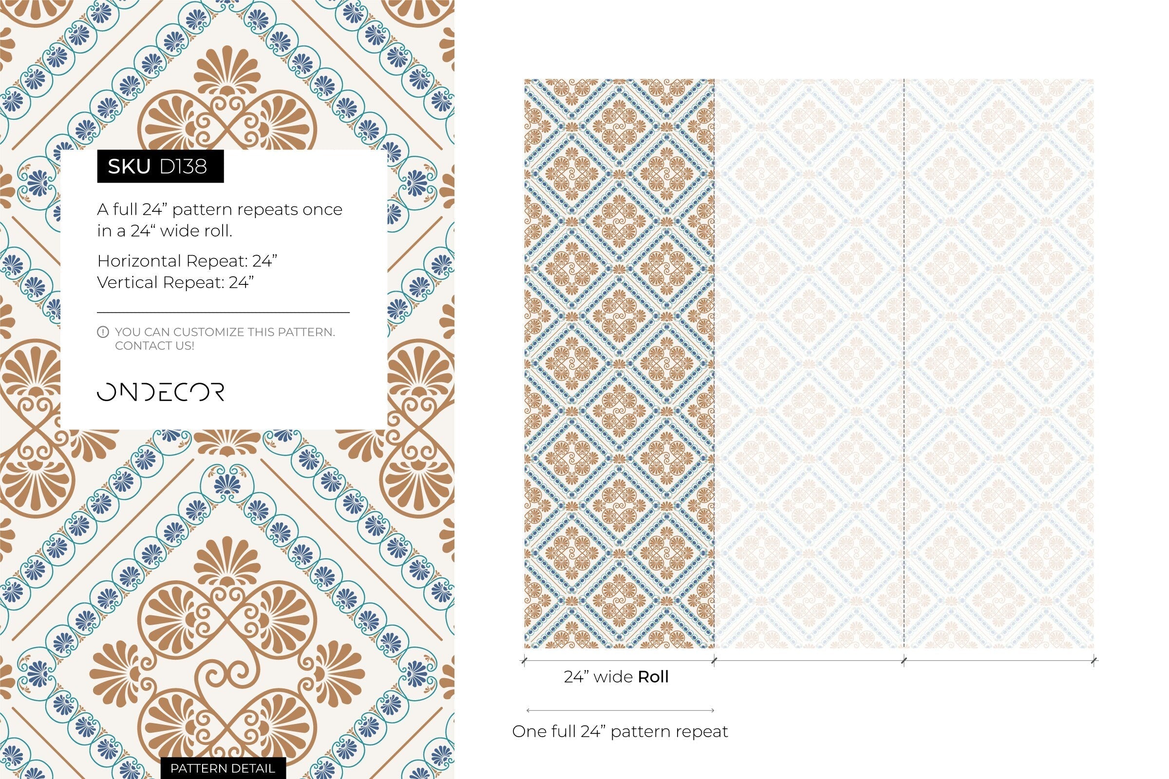 Retro Tile Wallpaper With A Spanish Azulejo Motif In Blue And Beige - D138