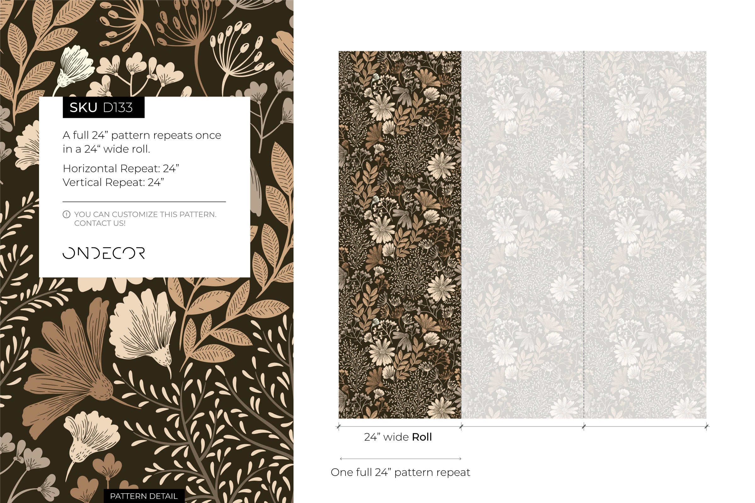 Floral Wallpaper Featuring A Boho Wildflower Meadow In Brown And Beige - D133