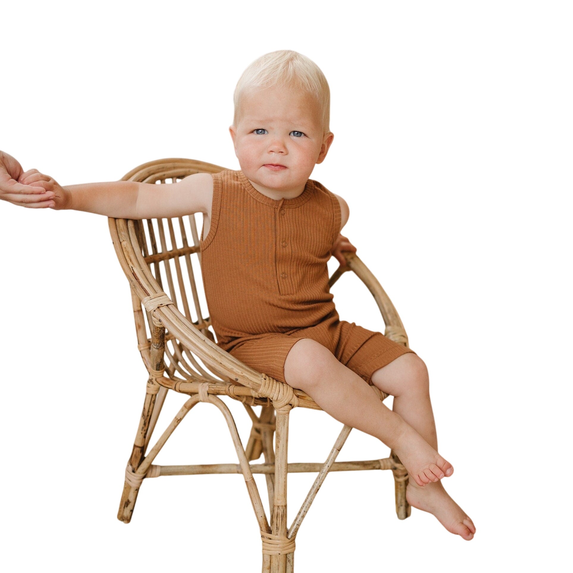 Organic Cotton Ribbed Sleeveless Romper