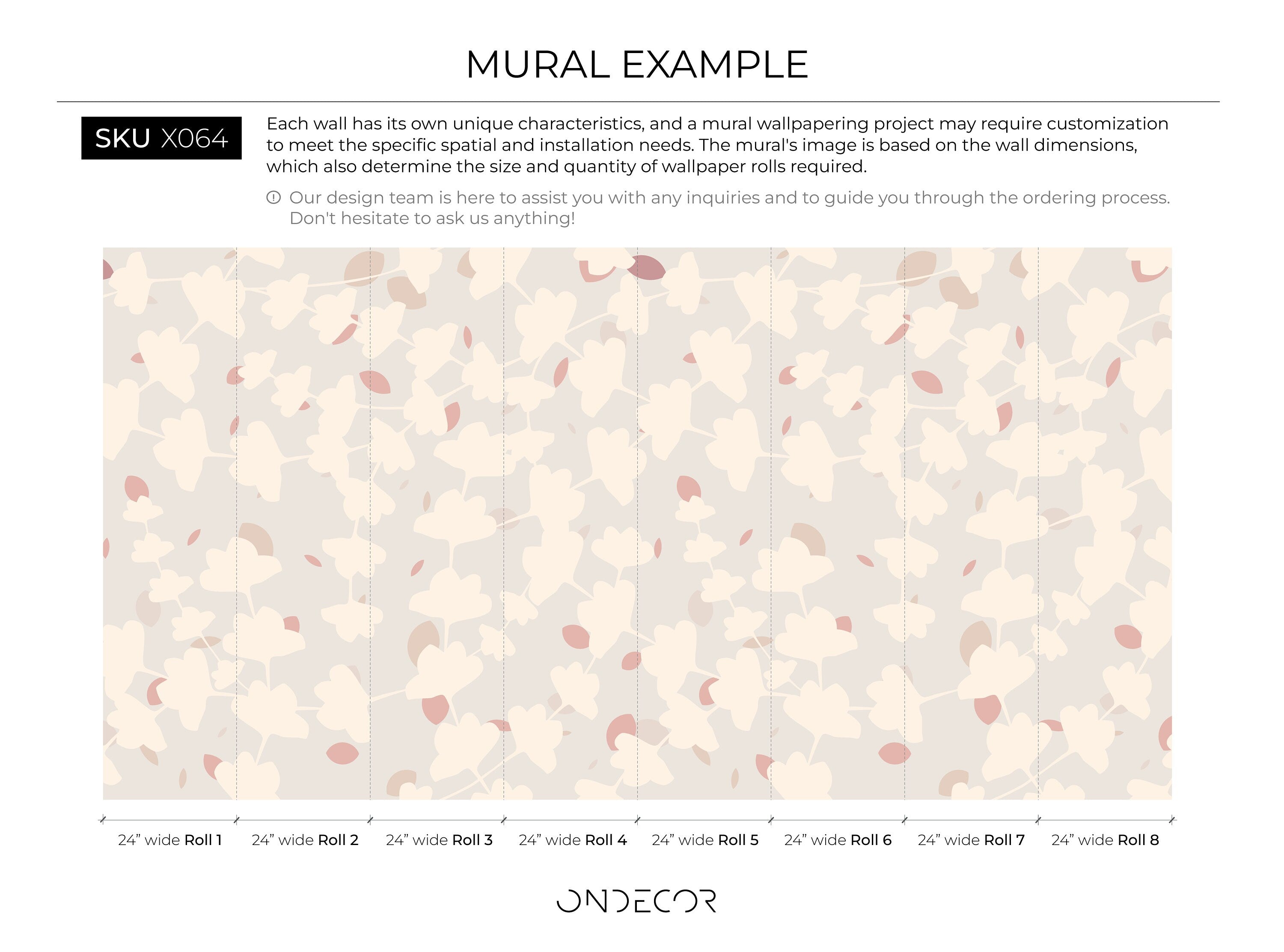 Botanical Wallpaper With Stylized Leaf Silhouettes In Gray, Pink, And Beige - X064