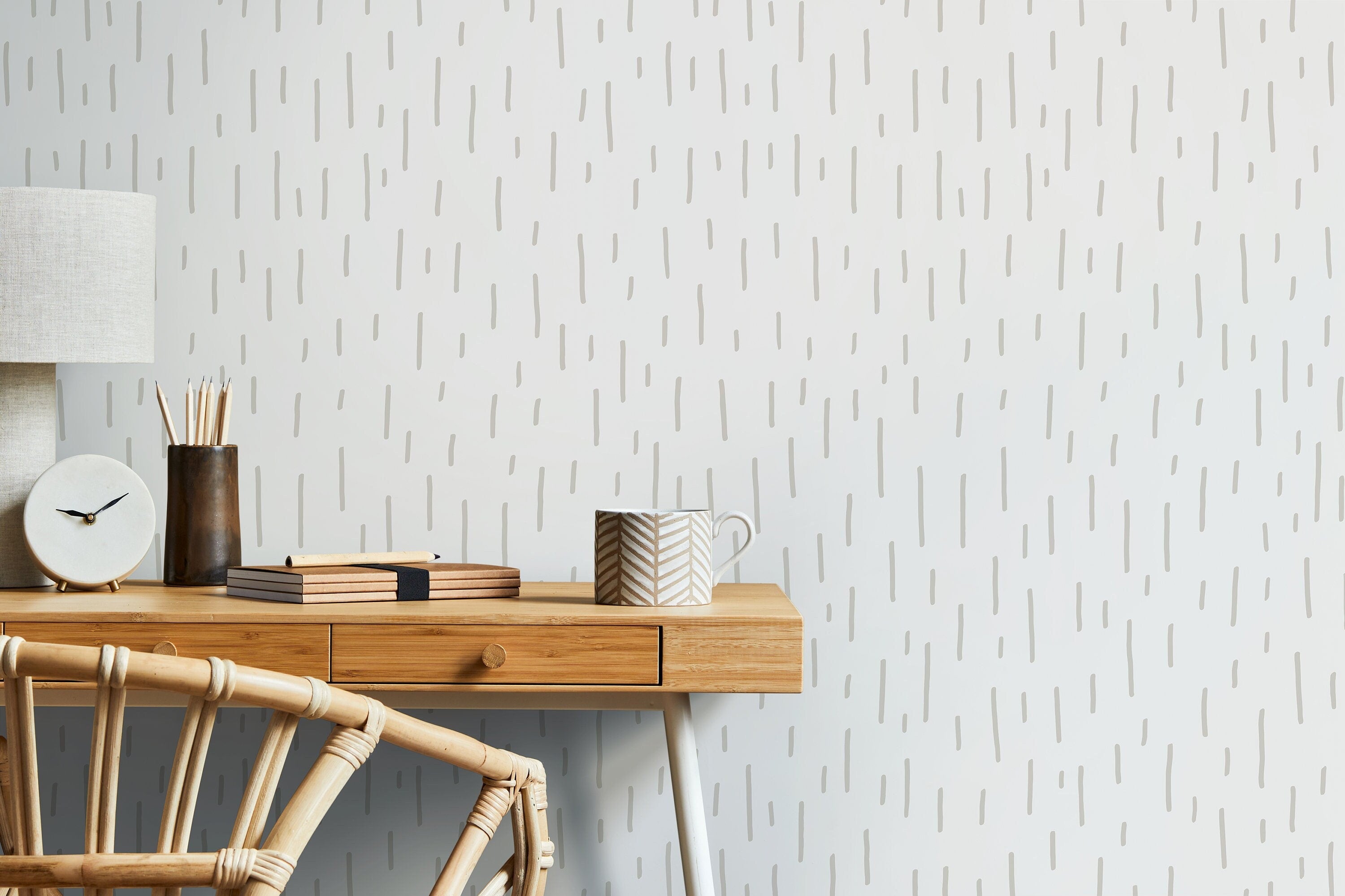 Minimalist Wallpaper With Hand-drawn Brush Strokes In Light Gray - D331