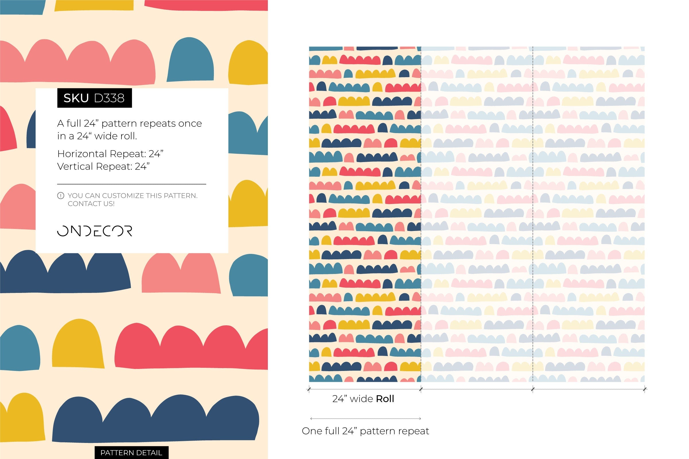 Abstract Wallpaper With Colorful Scalloped Shapes In Blue, Red, And Yellow - D338