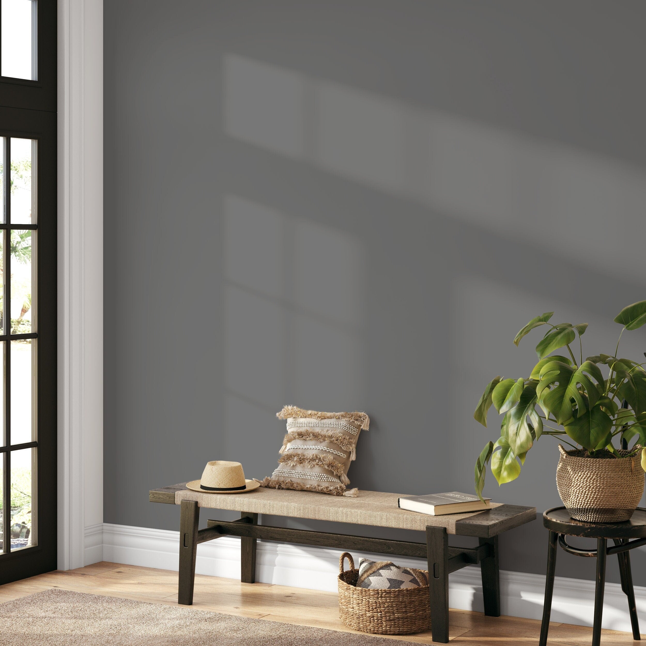 Solid Color Wallpaper With A Minimalist Style In Dark Gray - D413