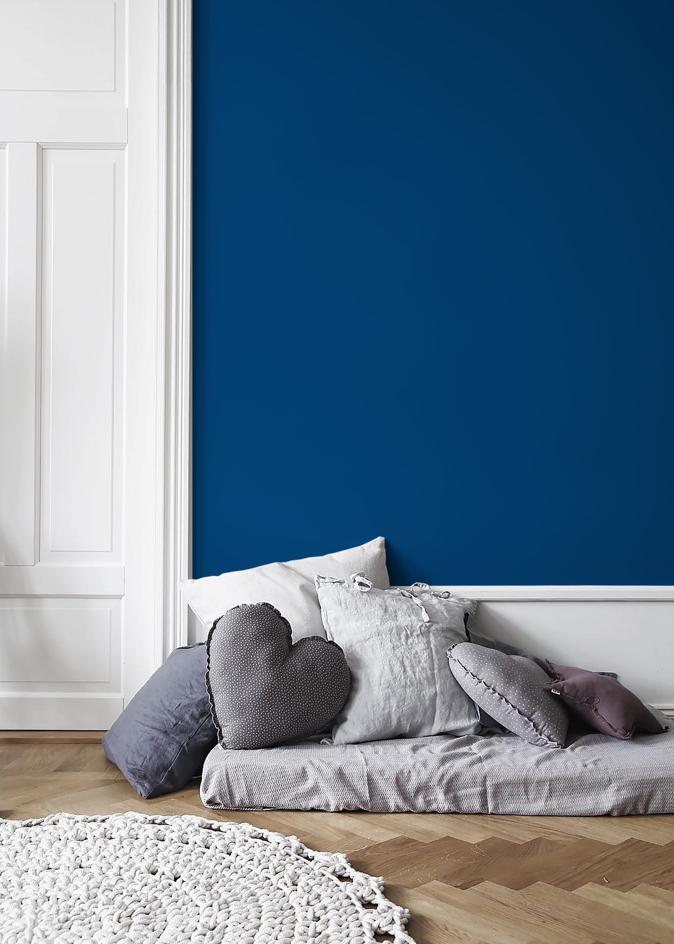 Solid Color Wallpaper With A Suede Texture In Deep Blue - D447