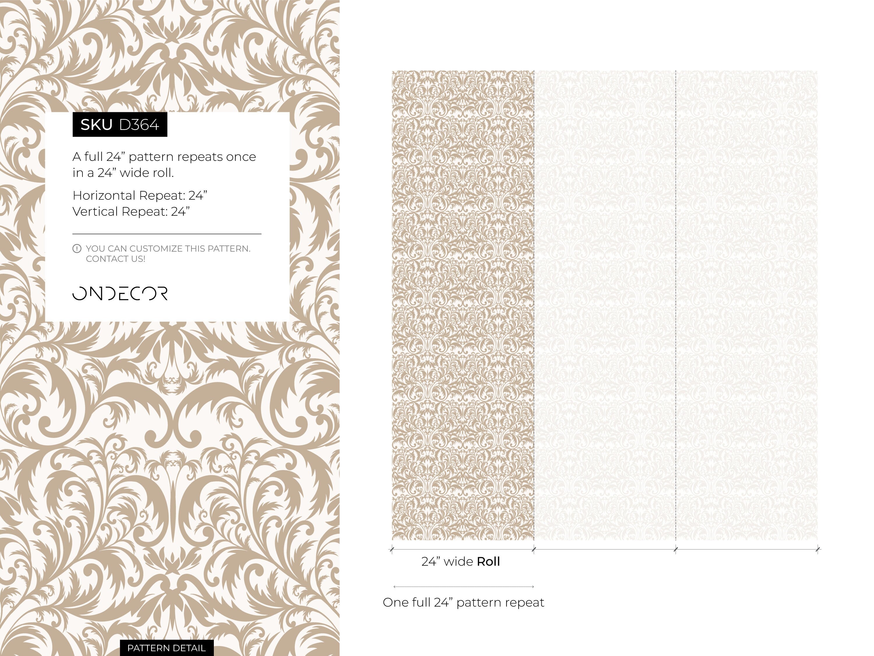 Victorian Wallpaper With An Elegant Damask Motif In Beige - D364
