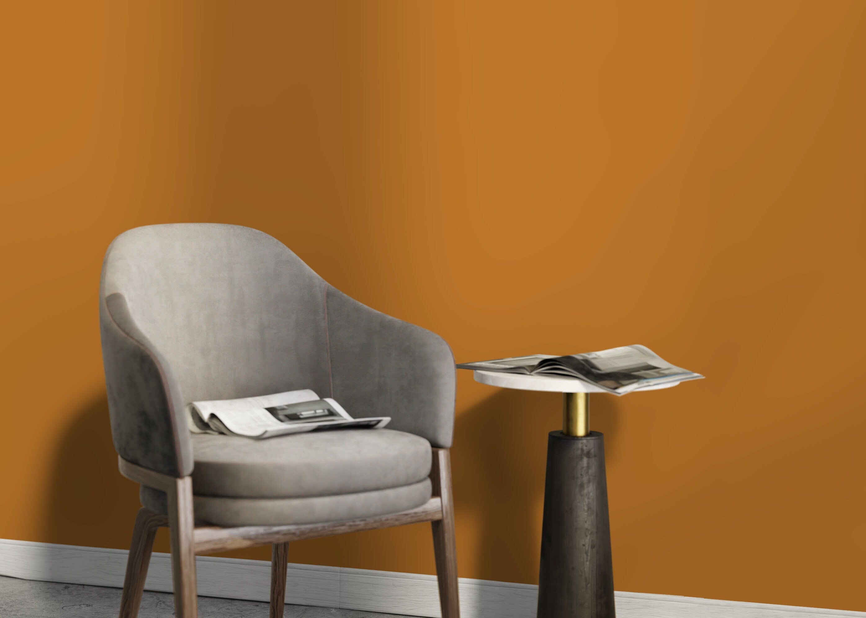Solid Color Wallpaper In A Minimalist Style In Brownish Orange - D416