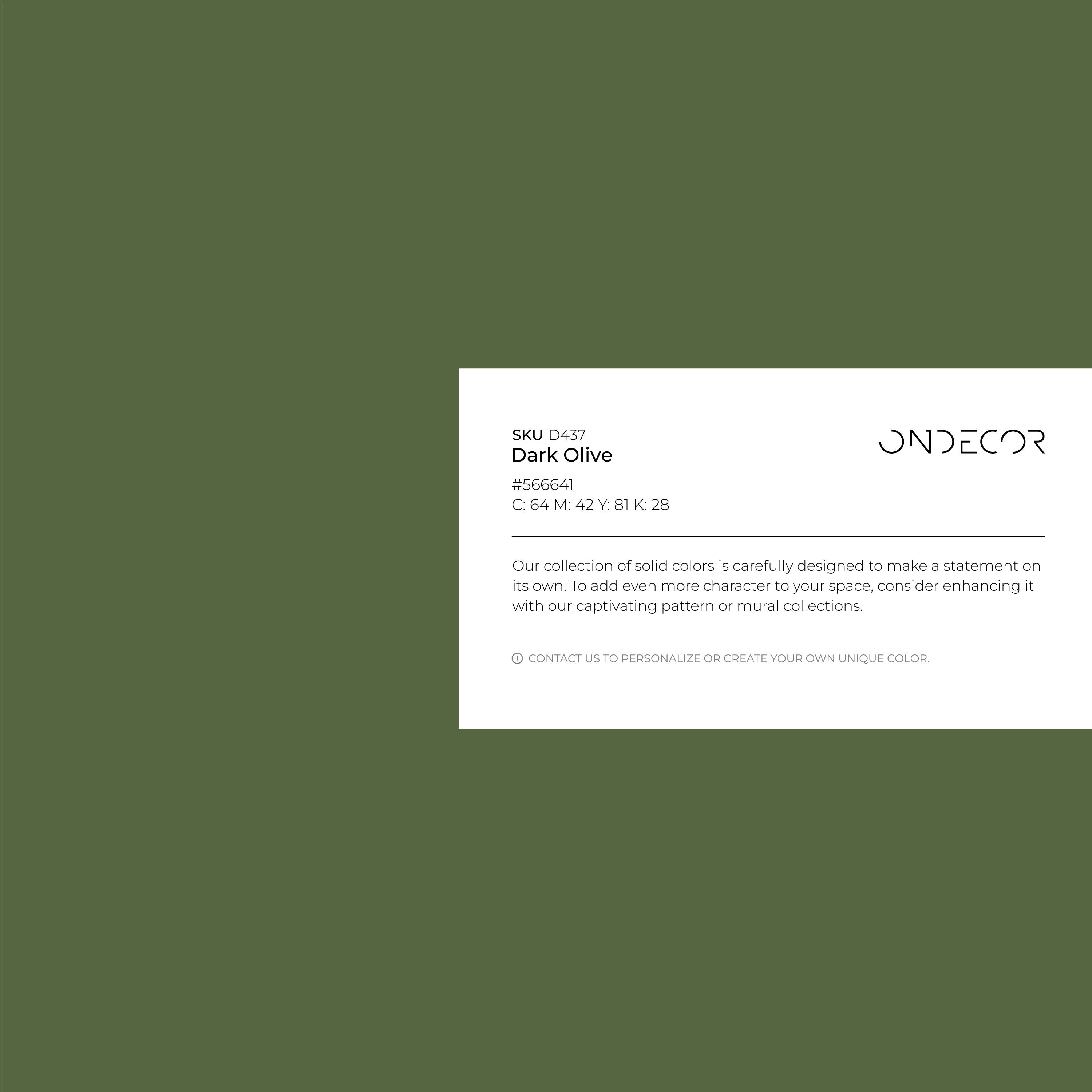 Solid Color Wallpaper In A Deep Olive Green - D437