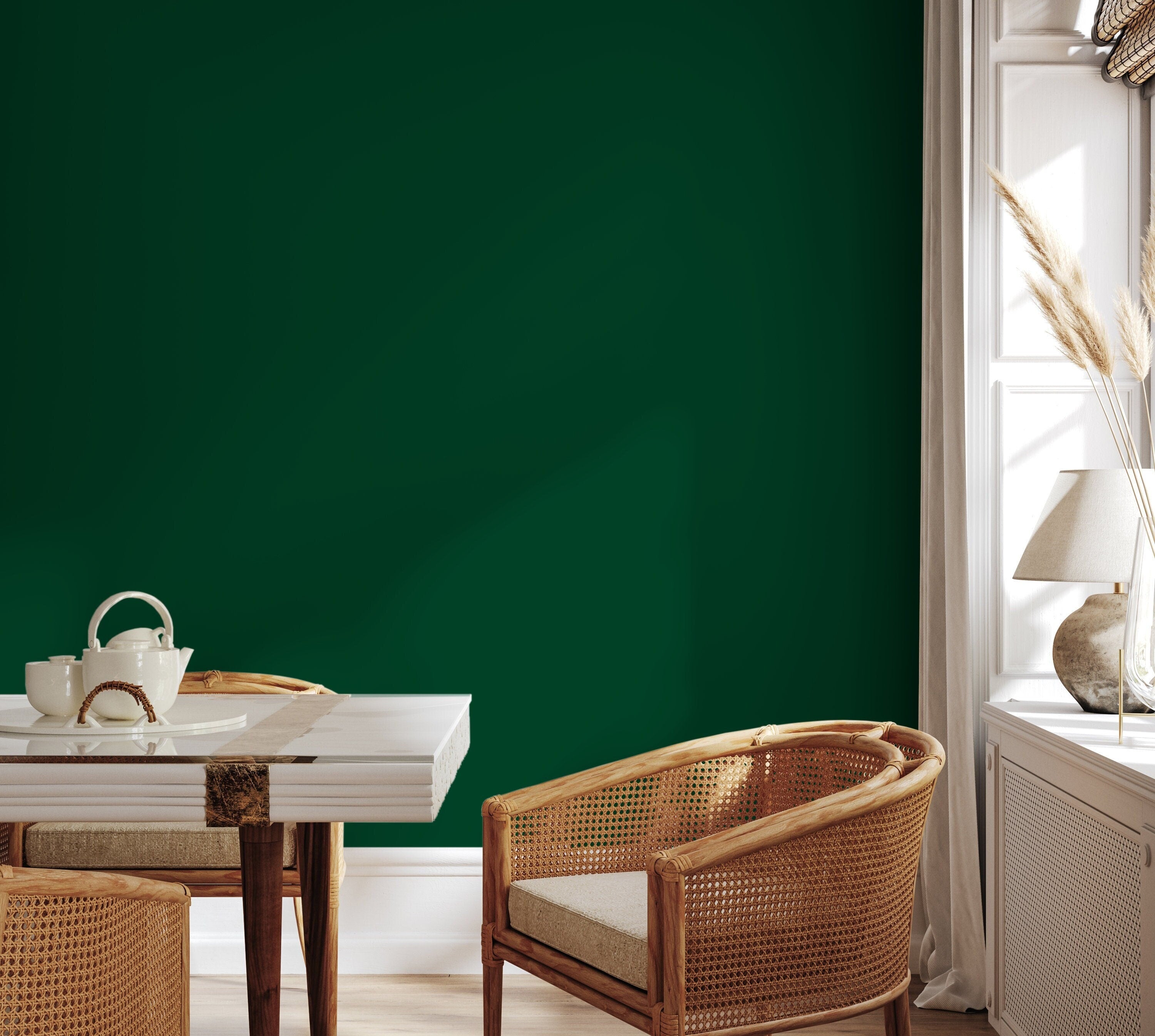 Solid Color Wallpaper In A Rich Castleton Green - D439