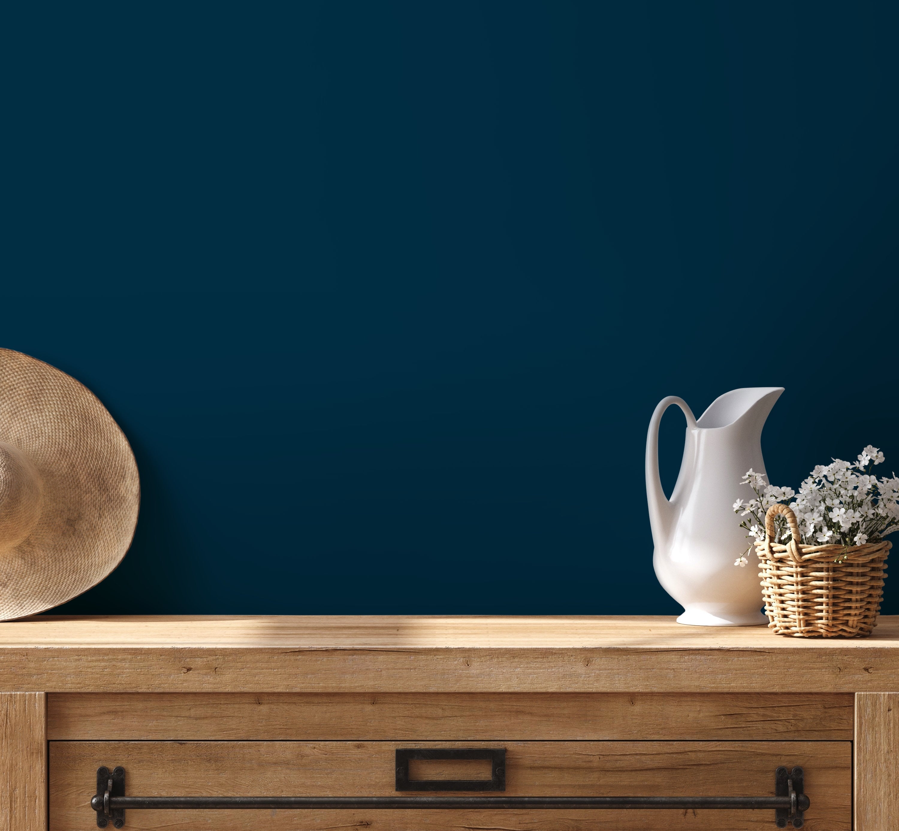 Solid Color Wallpaper With A Minimalist Aesthetic In Navy Blue - D446