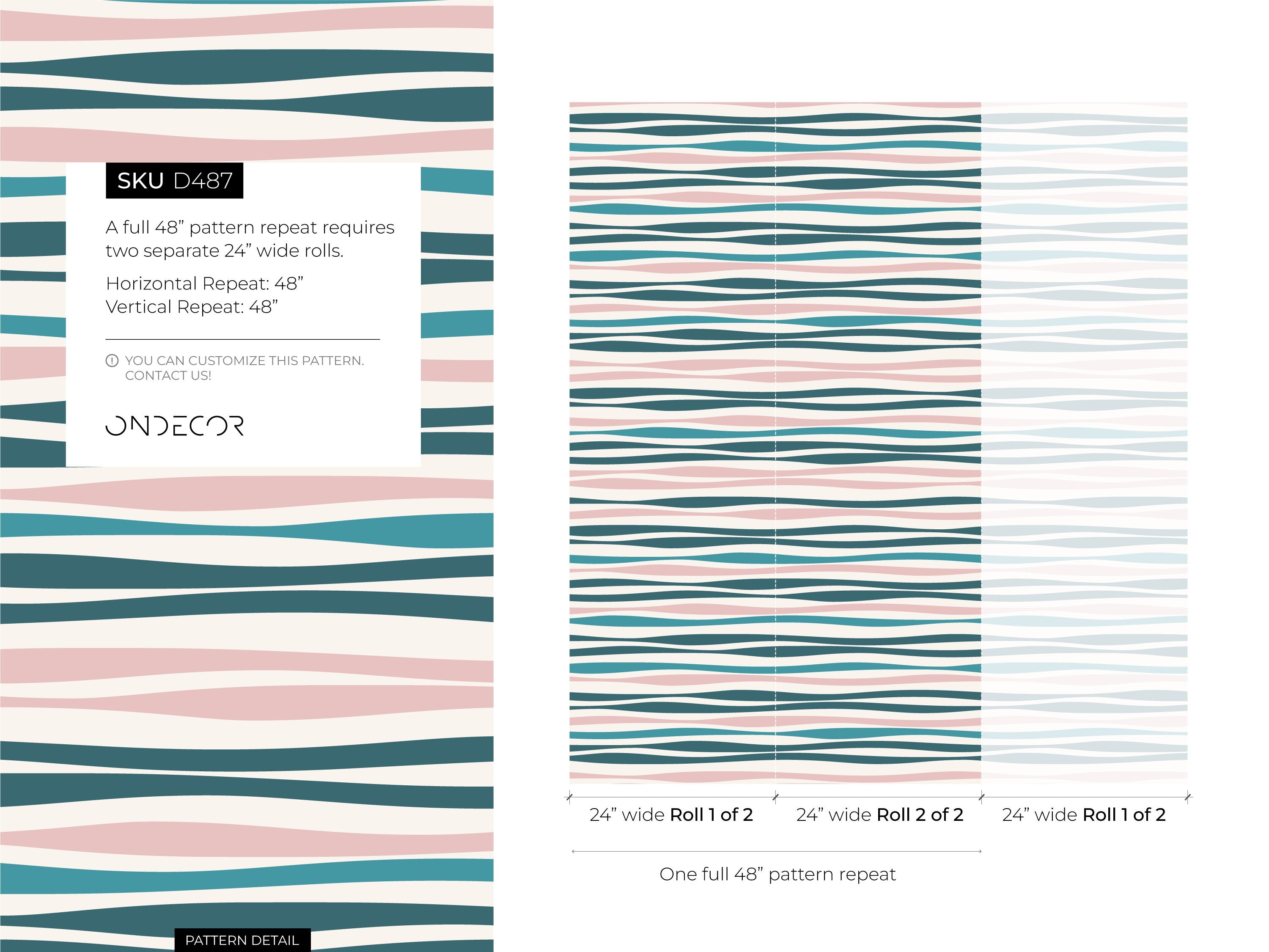 Abstract Wallpaper With Wavy Stripes In Pink, Blue, And White - D487