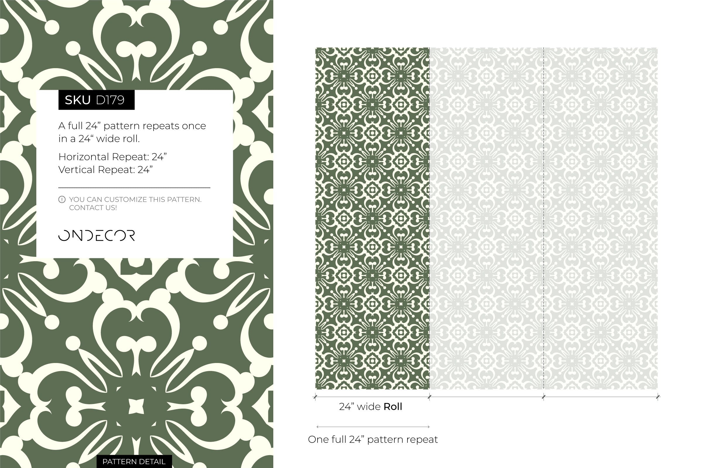 Tile Wallpaper With An Ornate Symmetrical Motif In Green And White - D179