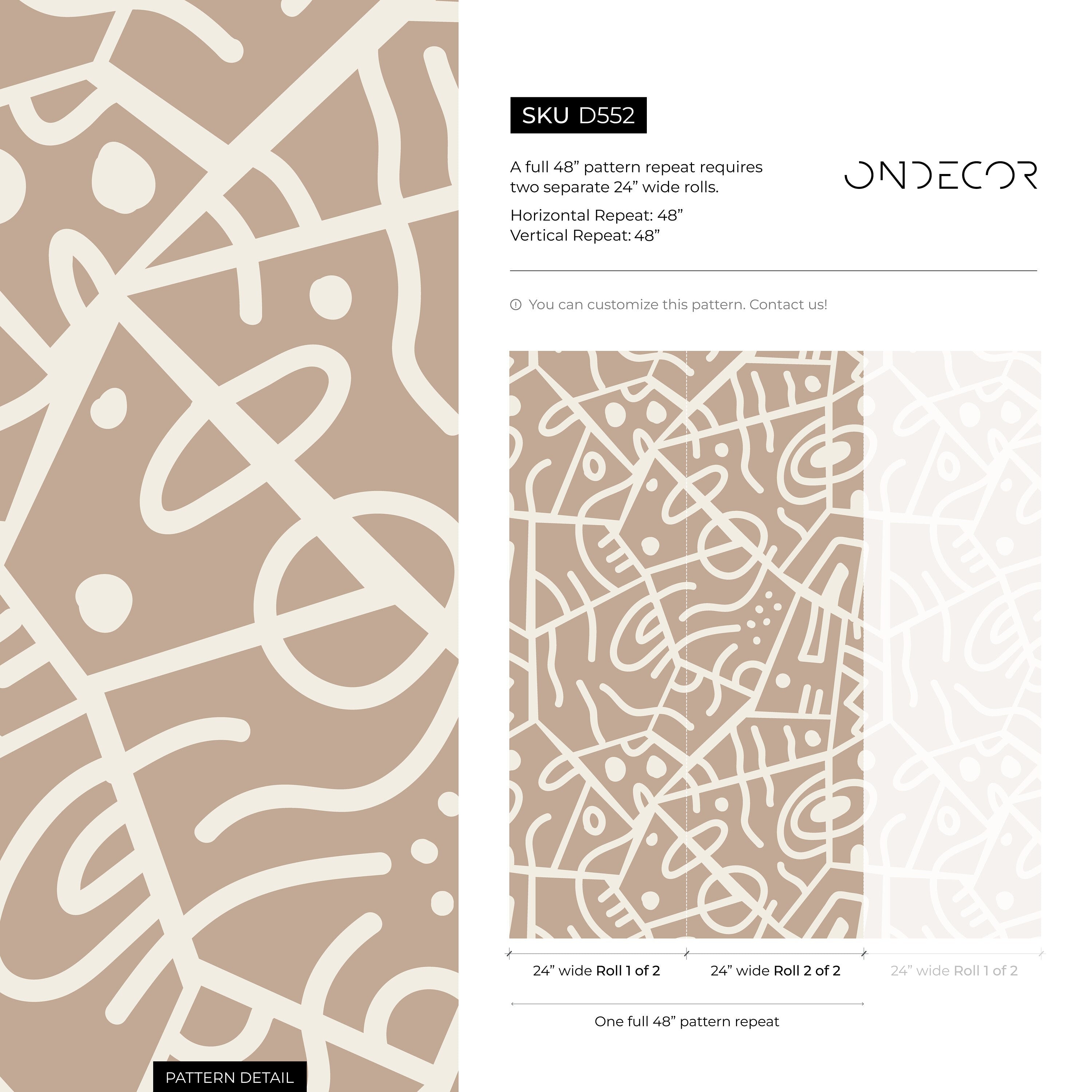 Abstract Wallpaper With A Bold Ethnic Line Art Motif In Beige And Cream - D552