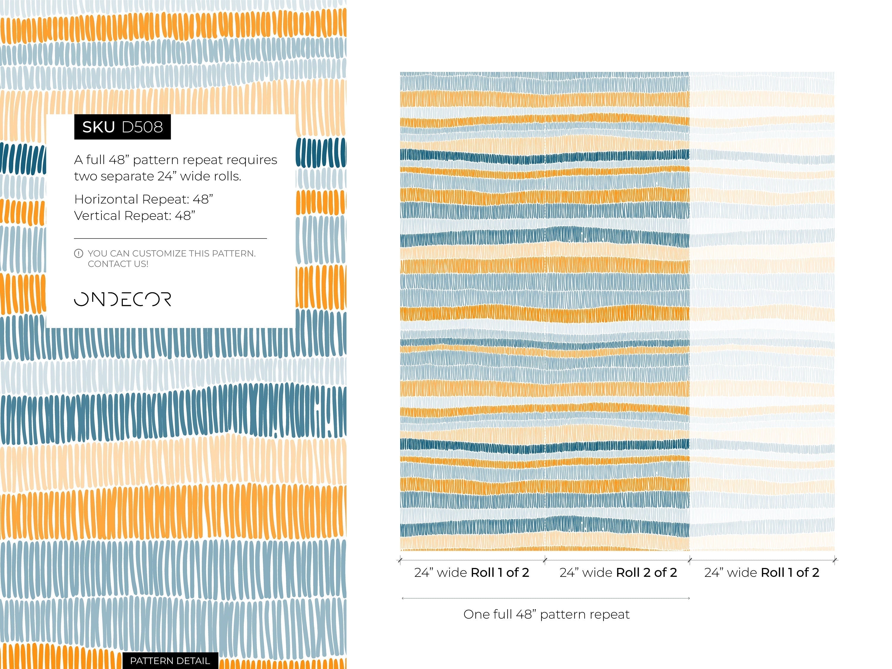 Abstract Wallpaper With Hand-drawn Stripes In Blue, Orange, And Yellow - D508