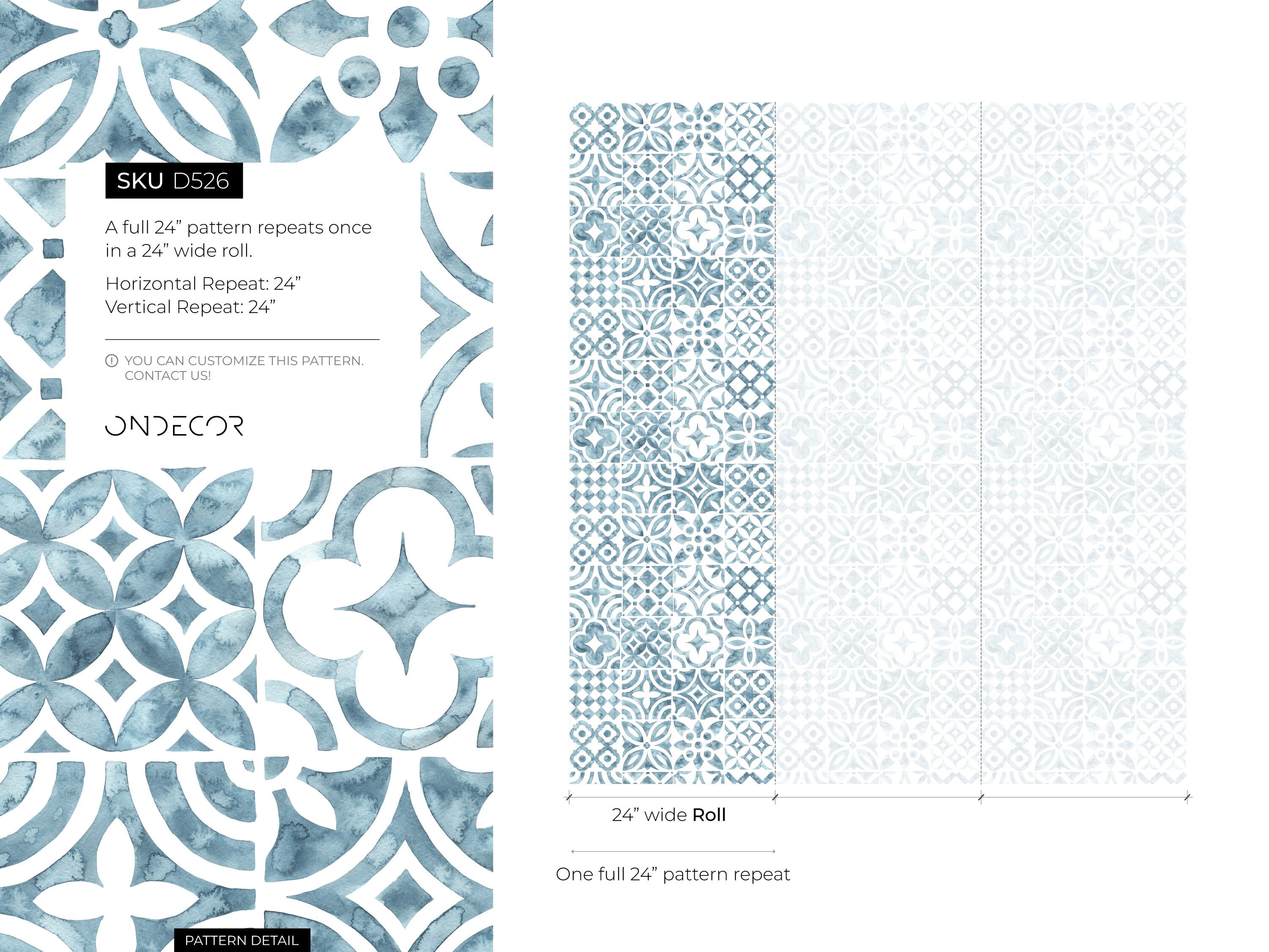 Tile Wallpaper With A Watercolor Patchwork Motif In Blue - D526