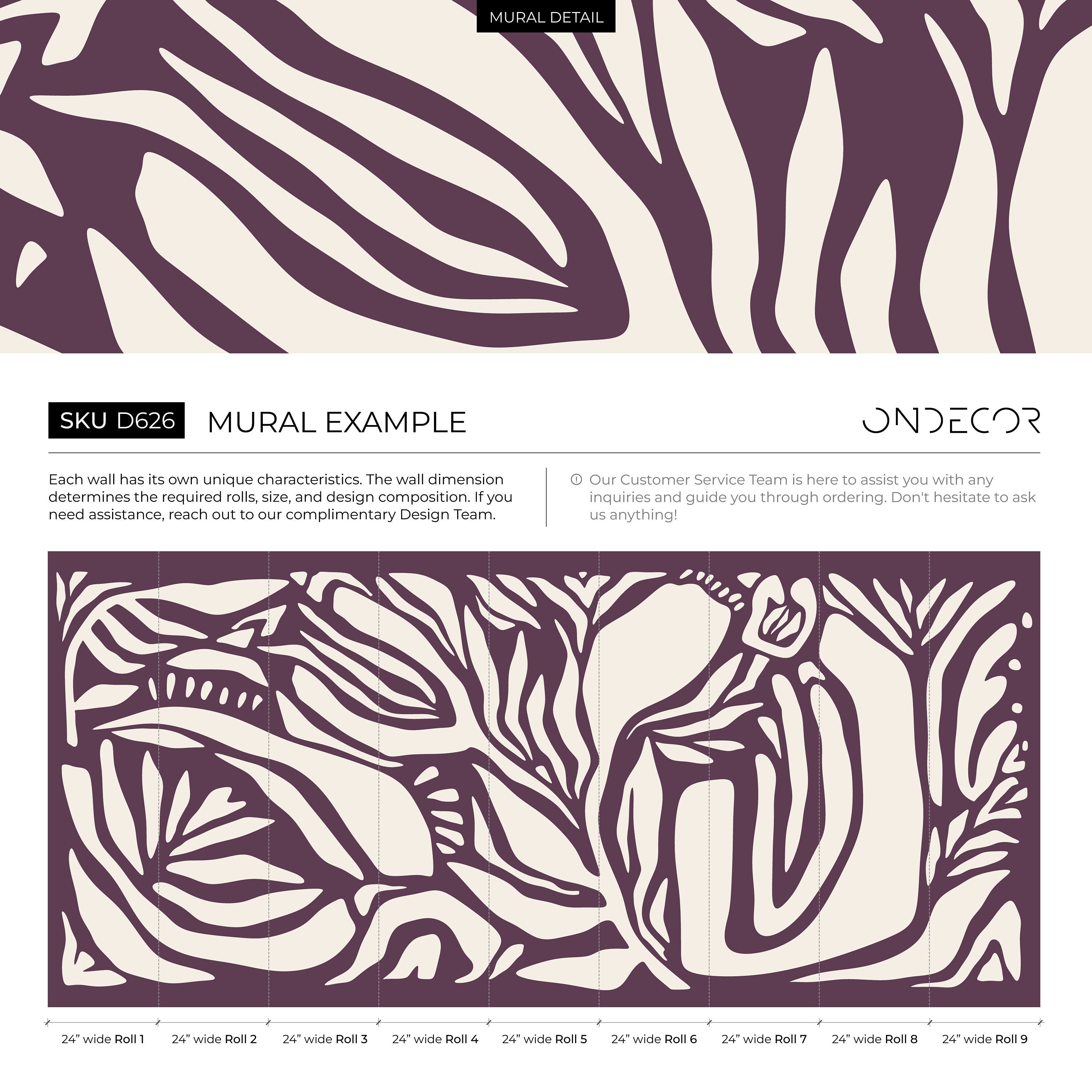 Abstract Wallpaper With Bold Organic Shapes In Purple And Beige - D626