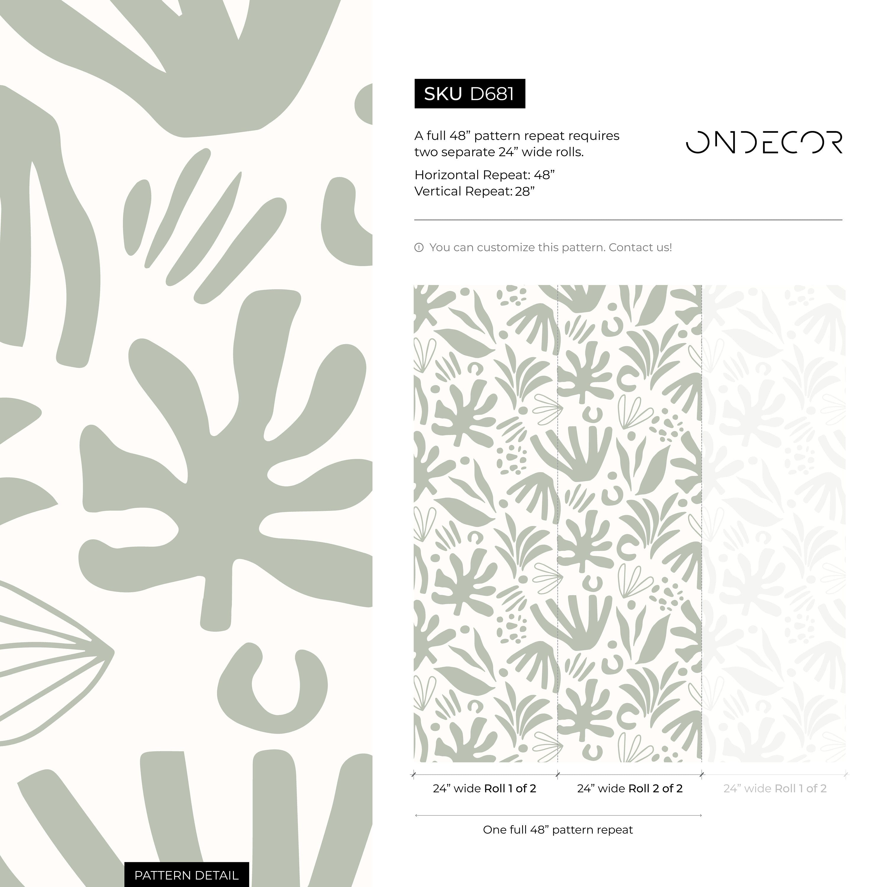 Abstract Wallpaper With A Boho Leaf Motif In Light Green - D681