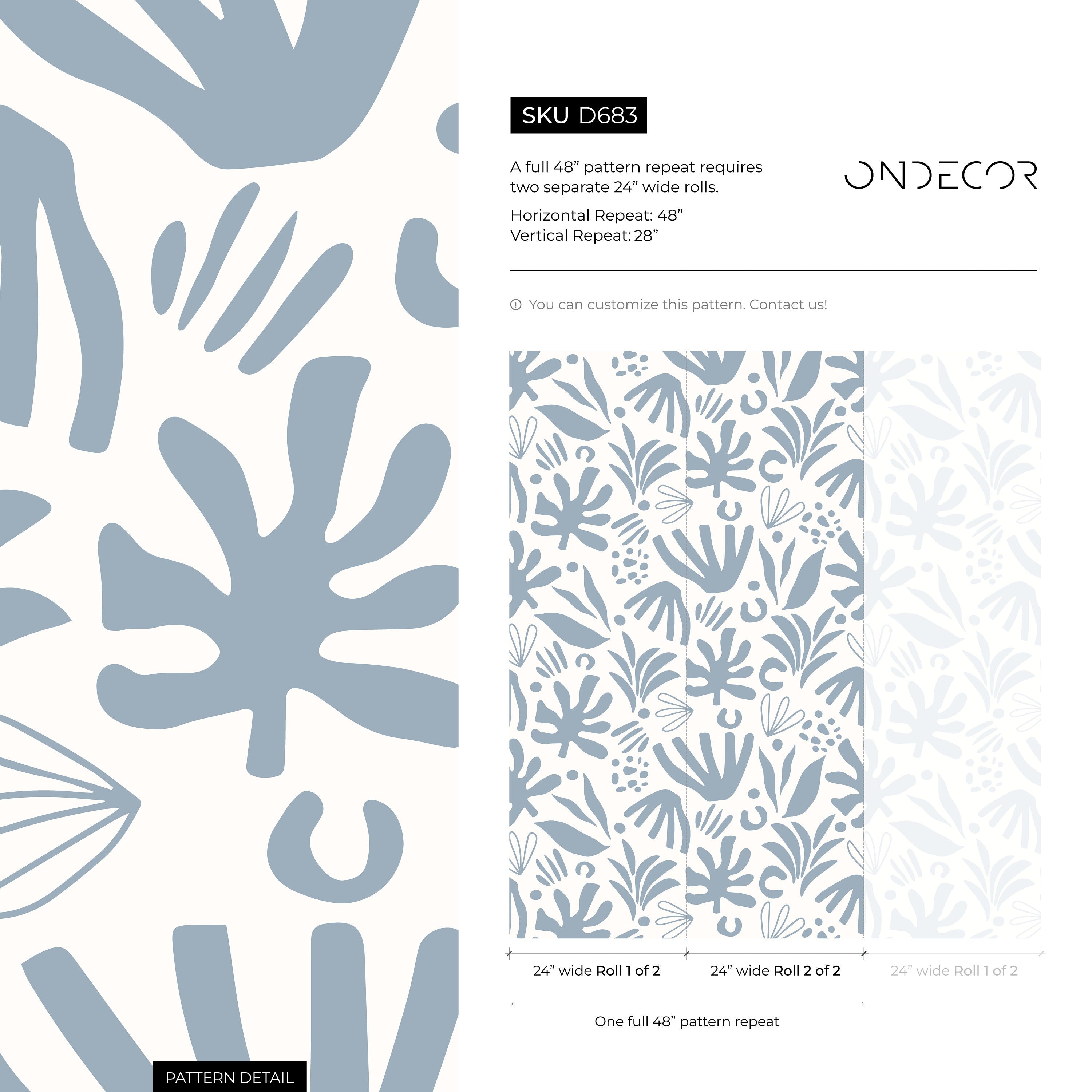 Abstract Wallpaper Featuring Leaf Cutouts In Light Blue - D683